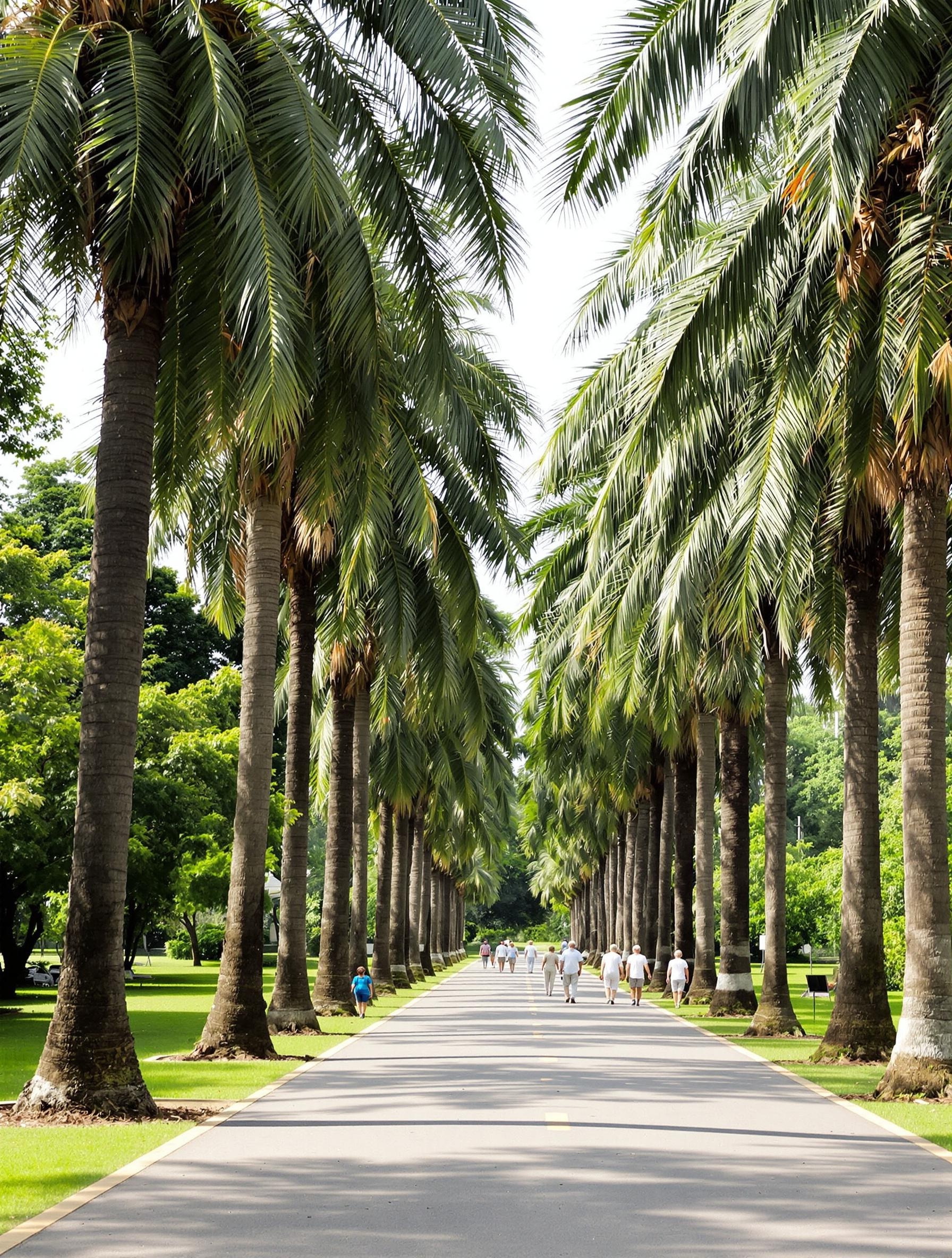 Allée de palmiers royaux au jardin botanique Sir Seewoosagur Ramgoolam