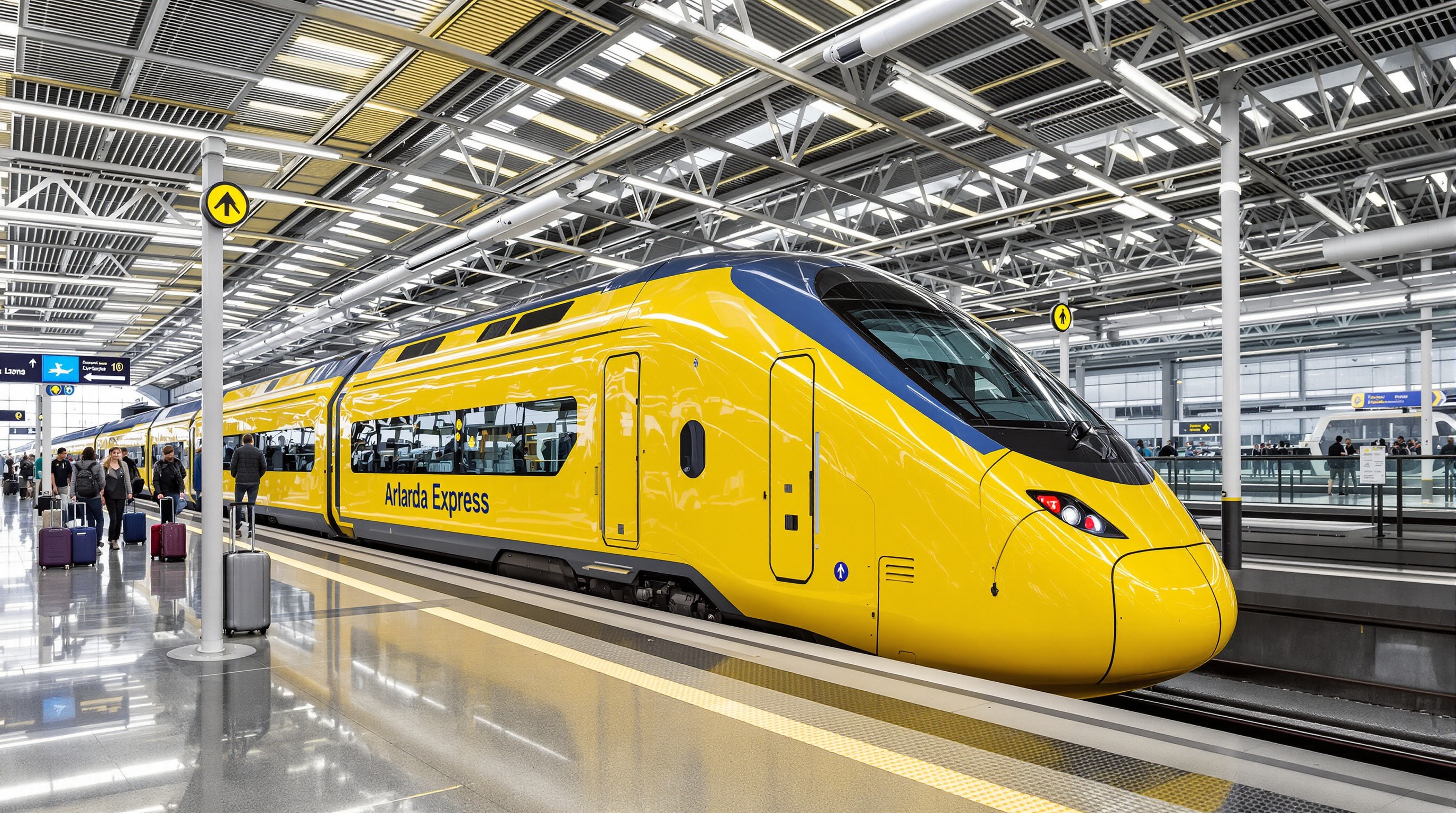 Le train Arlanda Express, moderne et rapide, attendant les voyageurs sur le quai de l'aéroport de Stockholm-Arlanda.