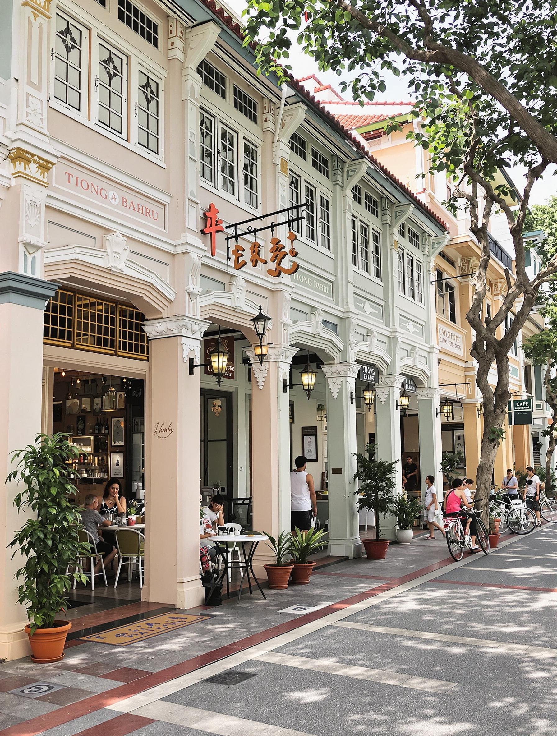 Scène de rue authentique dans le quartier de Tiong Bahru à Singapour