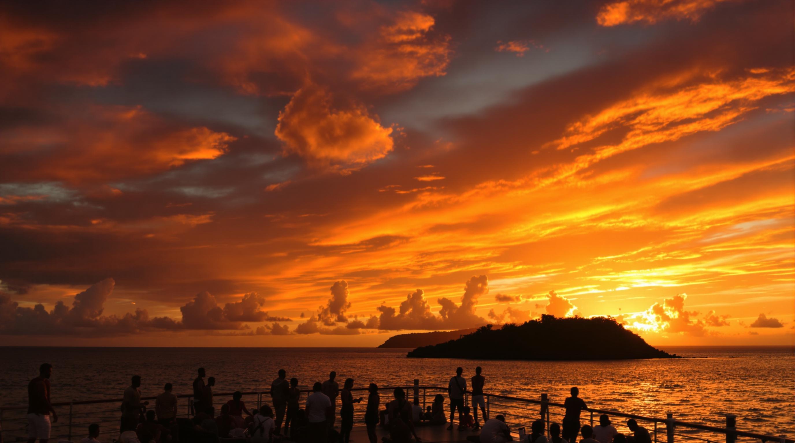 Barge reliant Petite-Terre et Grande-Terre au coucher du soleil, Mayotte