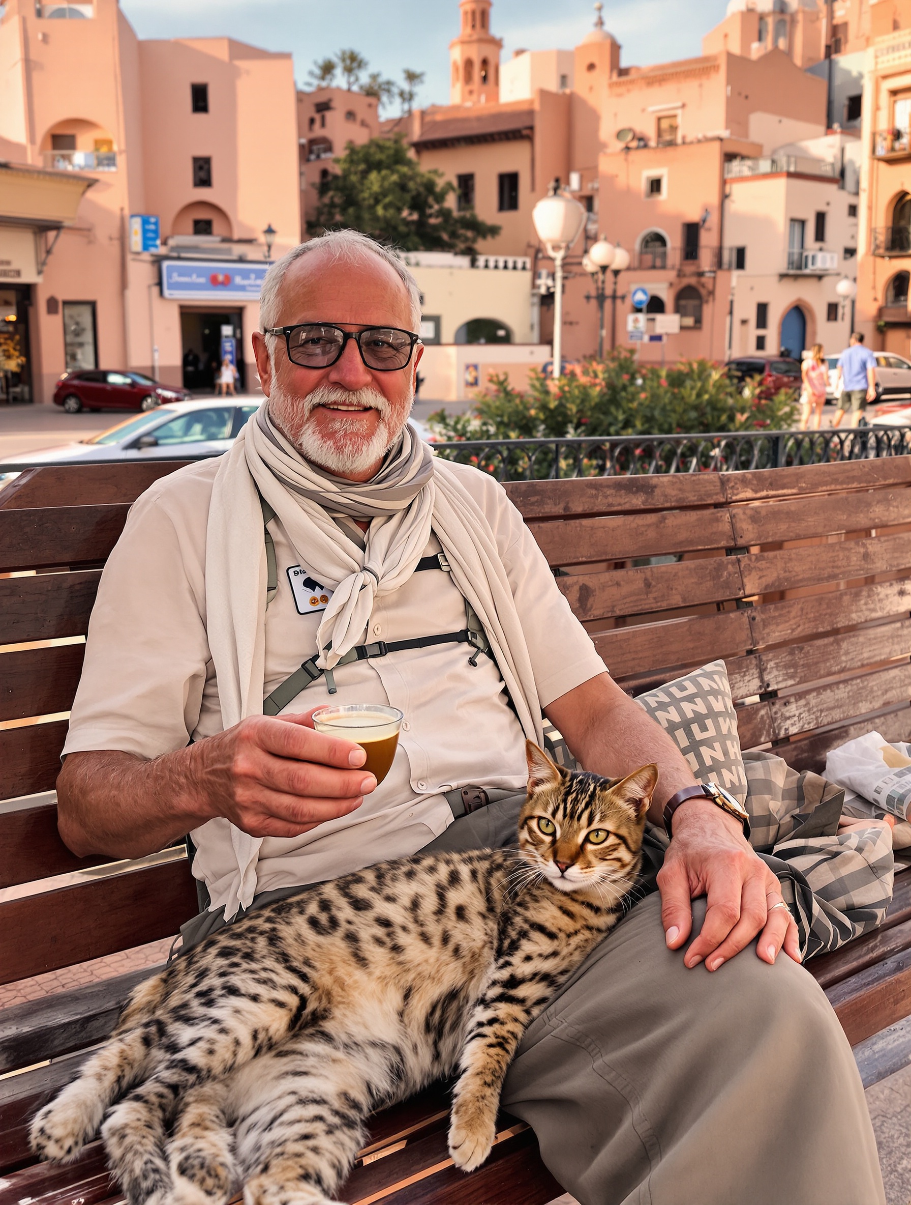 Baroudeur senior à Marrakech, chat Bengal, thé à la menthe, ambiance chaleureuse de Médina