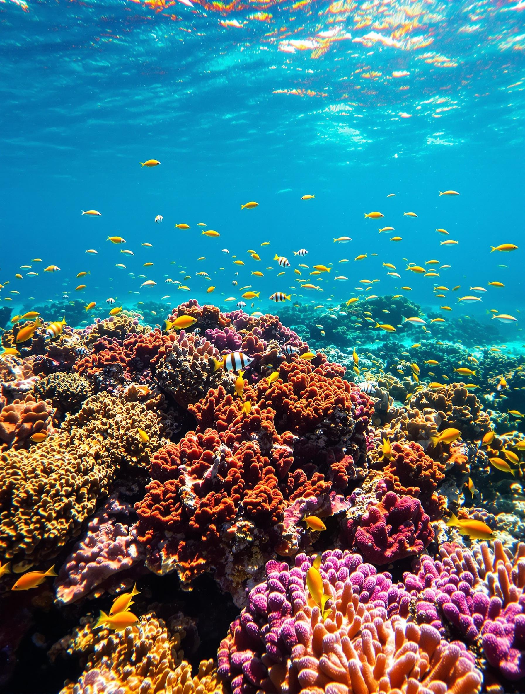 Barrière de corail subaquatique Mayotte poissons multicolores