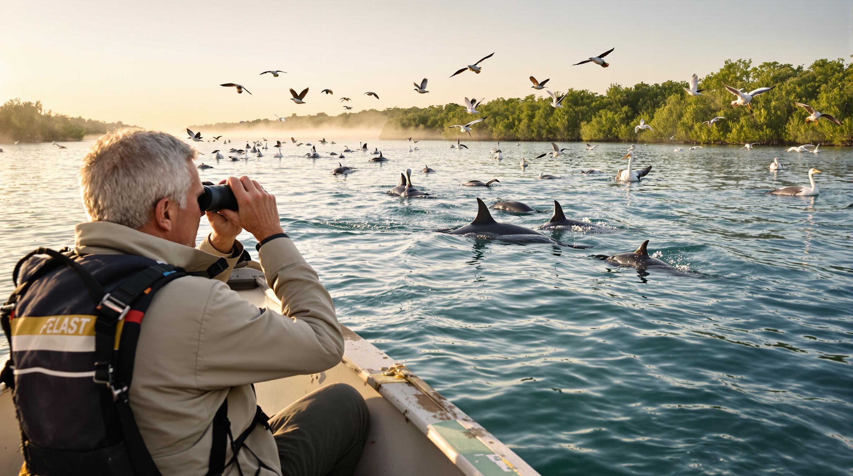 bateau excursion sian ka'an dauphins oiseaux senior jumelles