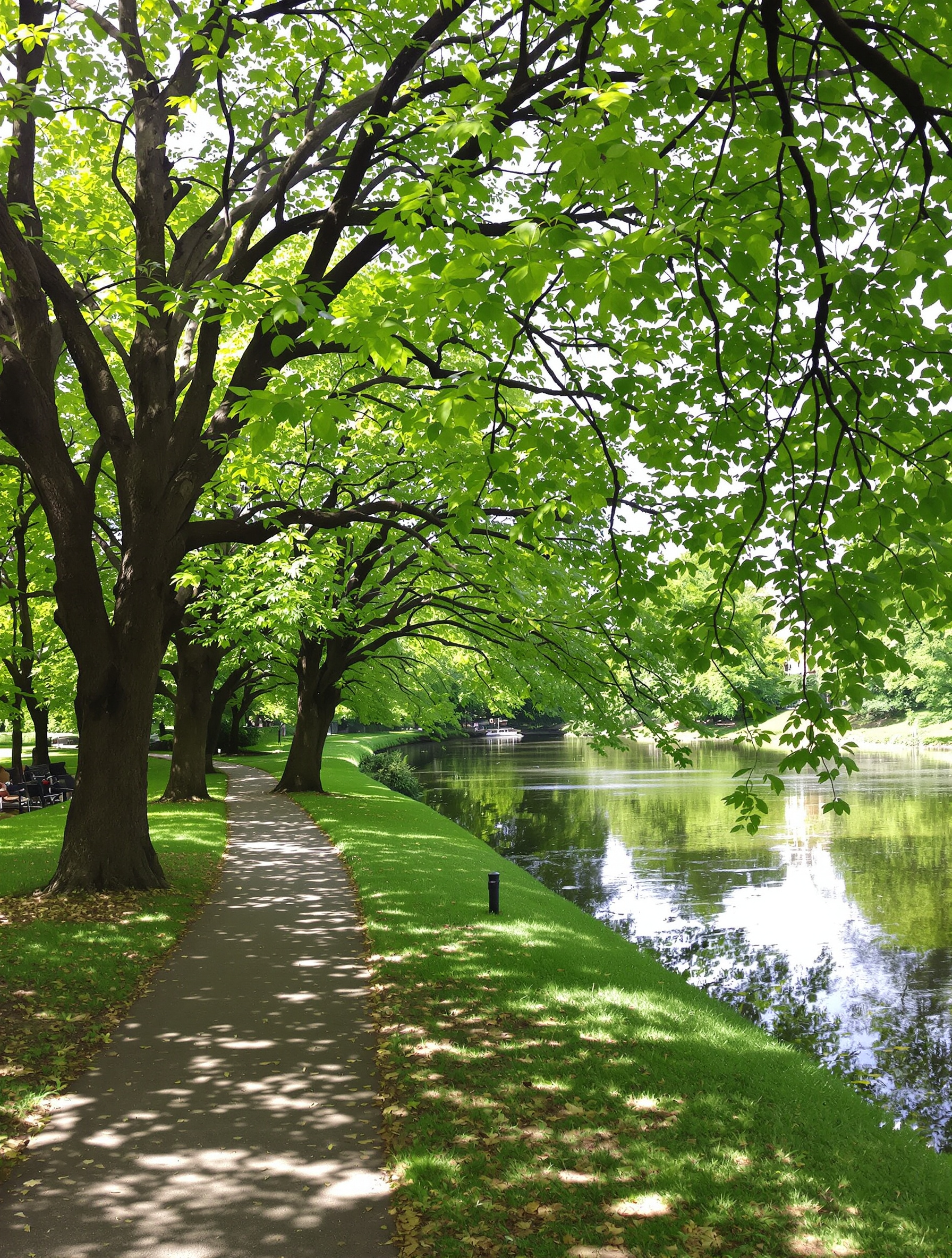 Allée arborée et rivière Taff dans le Bute Park à Cardiff, havre de paix en centre-ville