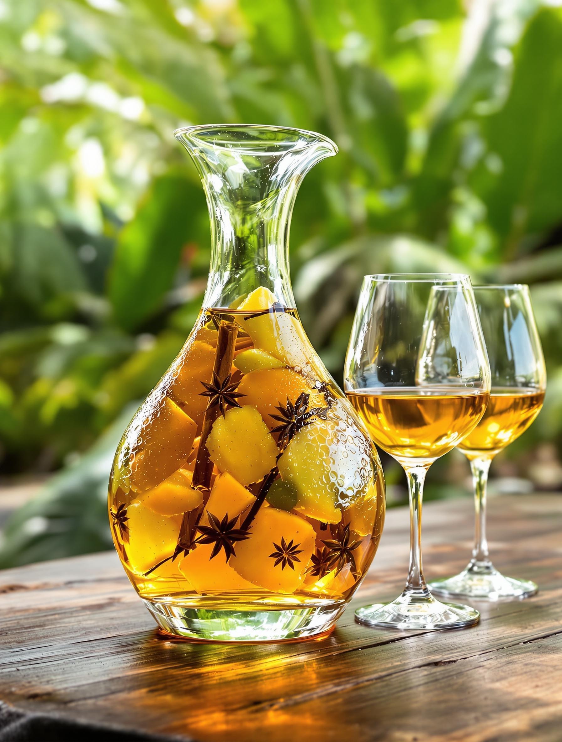Carafe de rhum arrangé mauricien avec des fruits et épices