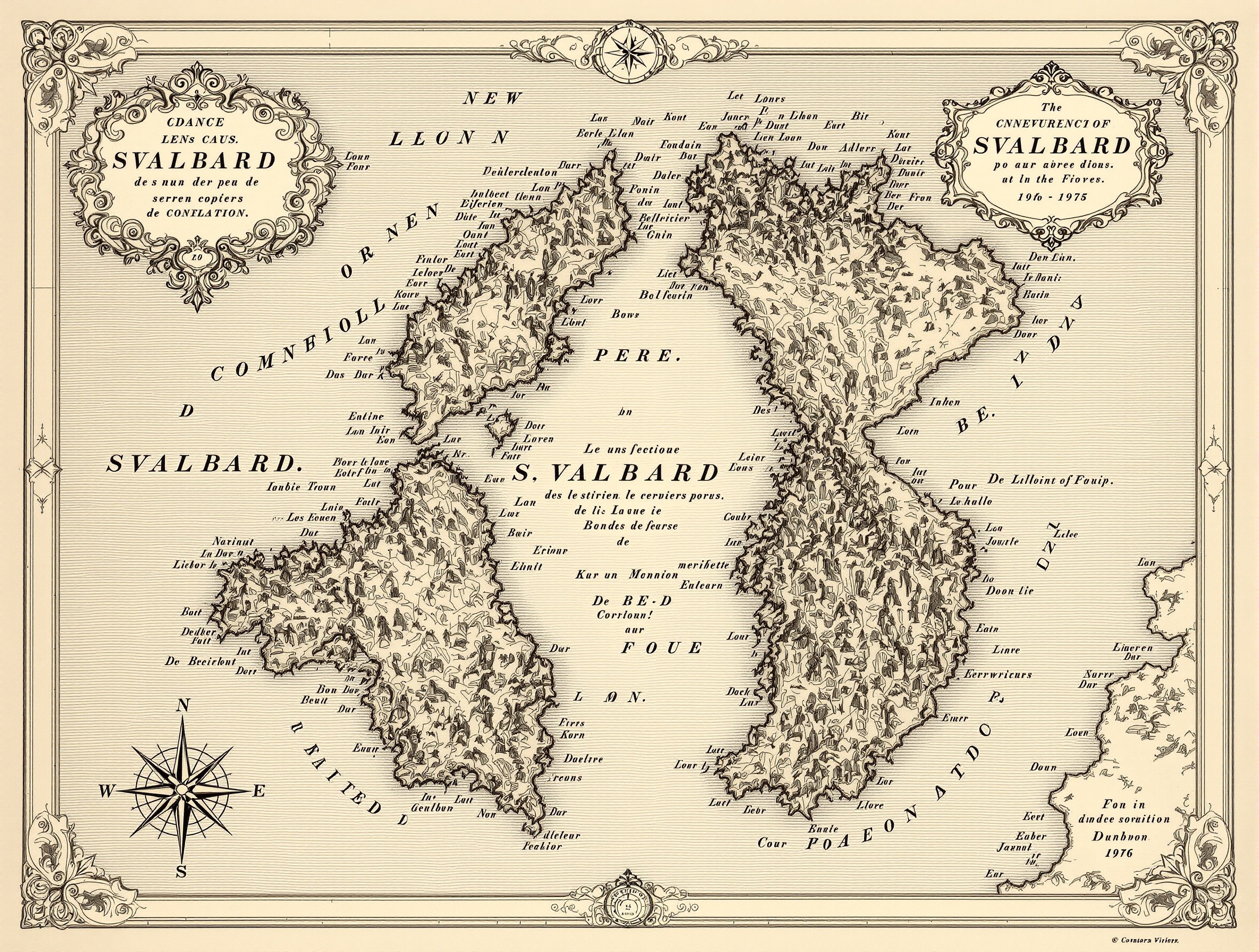 Carte ancienne du Svalbard avec détails historiques.