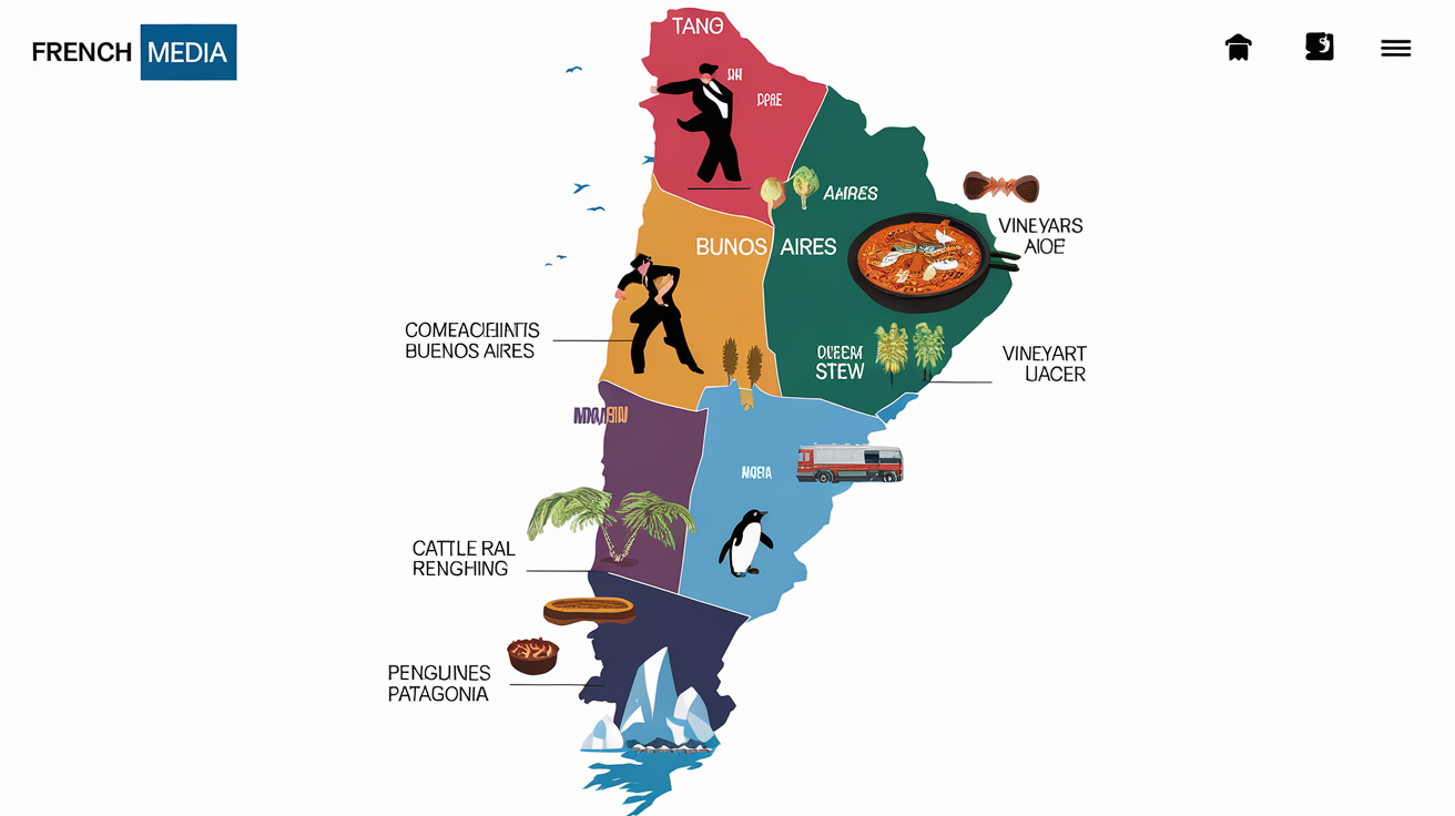 Carte zones climatiques et culturelles Argentine