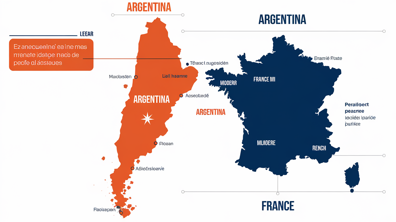 Carte comparative Argentine France superficie