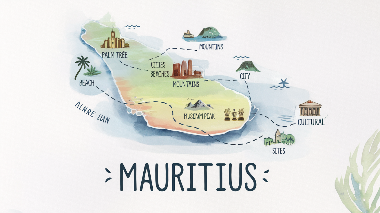 Carte des étapes d’un itinéraire senior à l’île Maurice