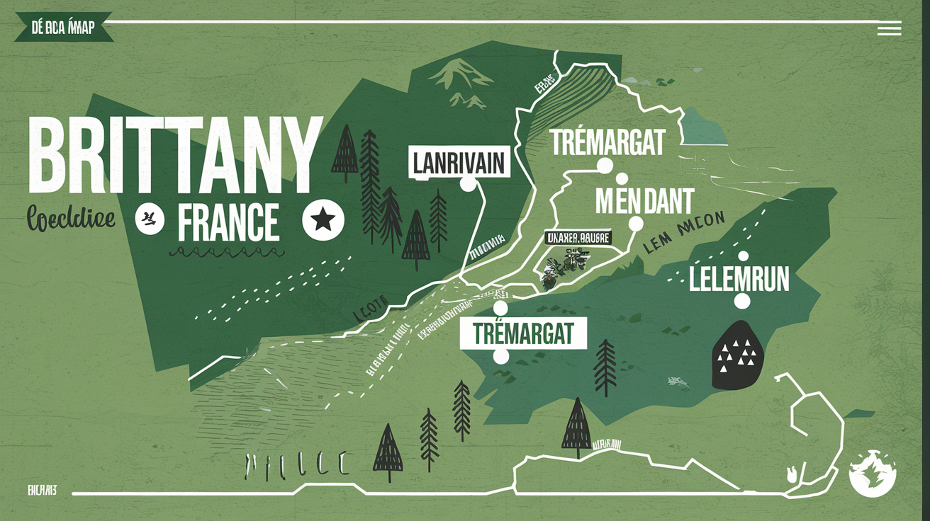 Carte stylisée Lanrivain Trémargat Blavet Bretagne