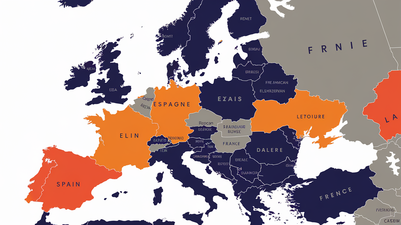 Carte stylisée Union Européenne comparaison Espagne France