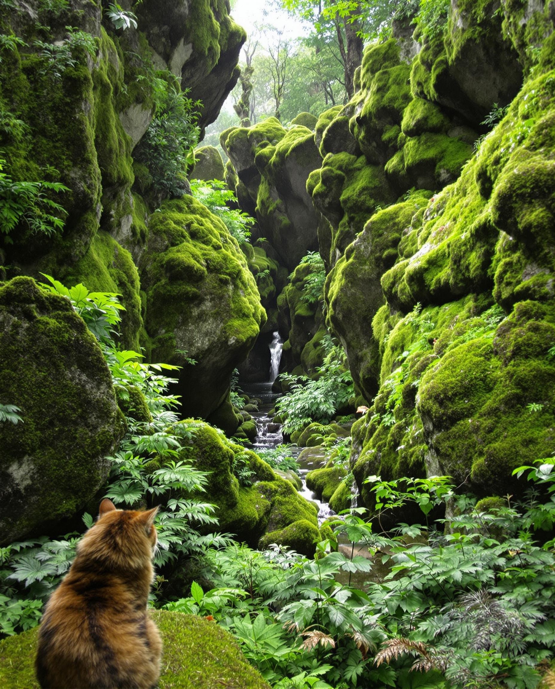 Chaos granitique des Gorges de Toul Goulic sous-bois verdoyant