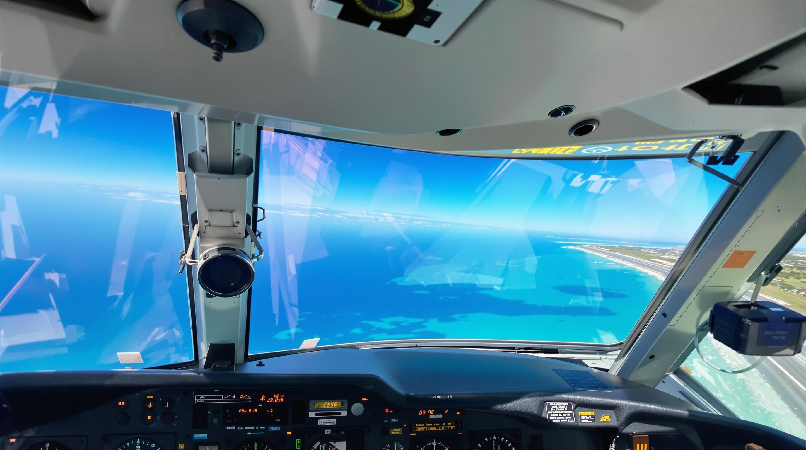 Cockpit Air Austral en approche sur Mayotte