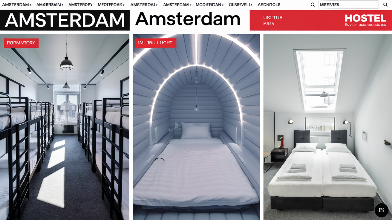 Comparatif des types de couchages dans les auberges d'Amsterdam
