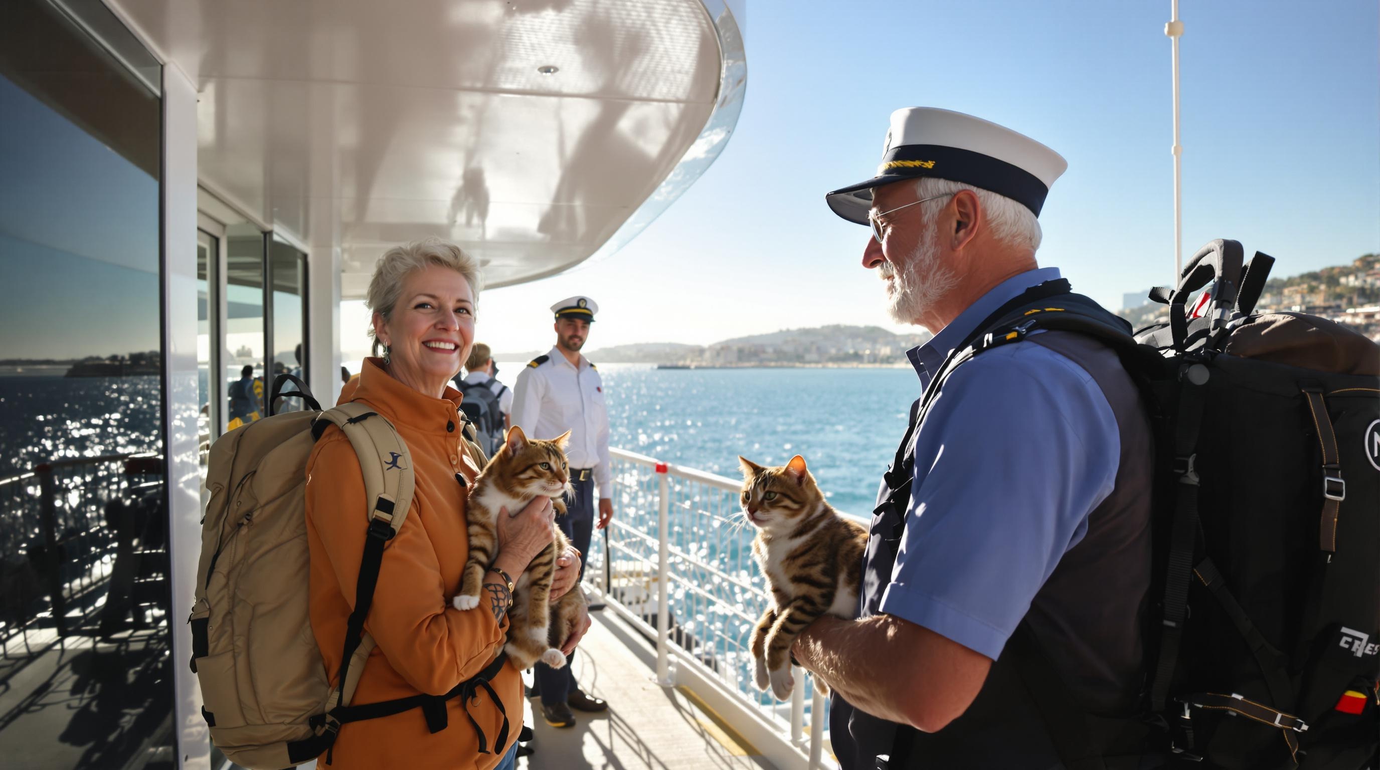 Embarquement senior ferry Naples Capri chat Bengal