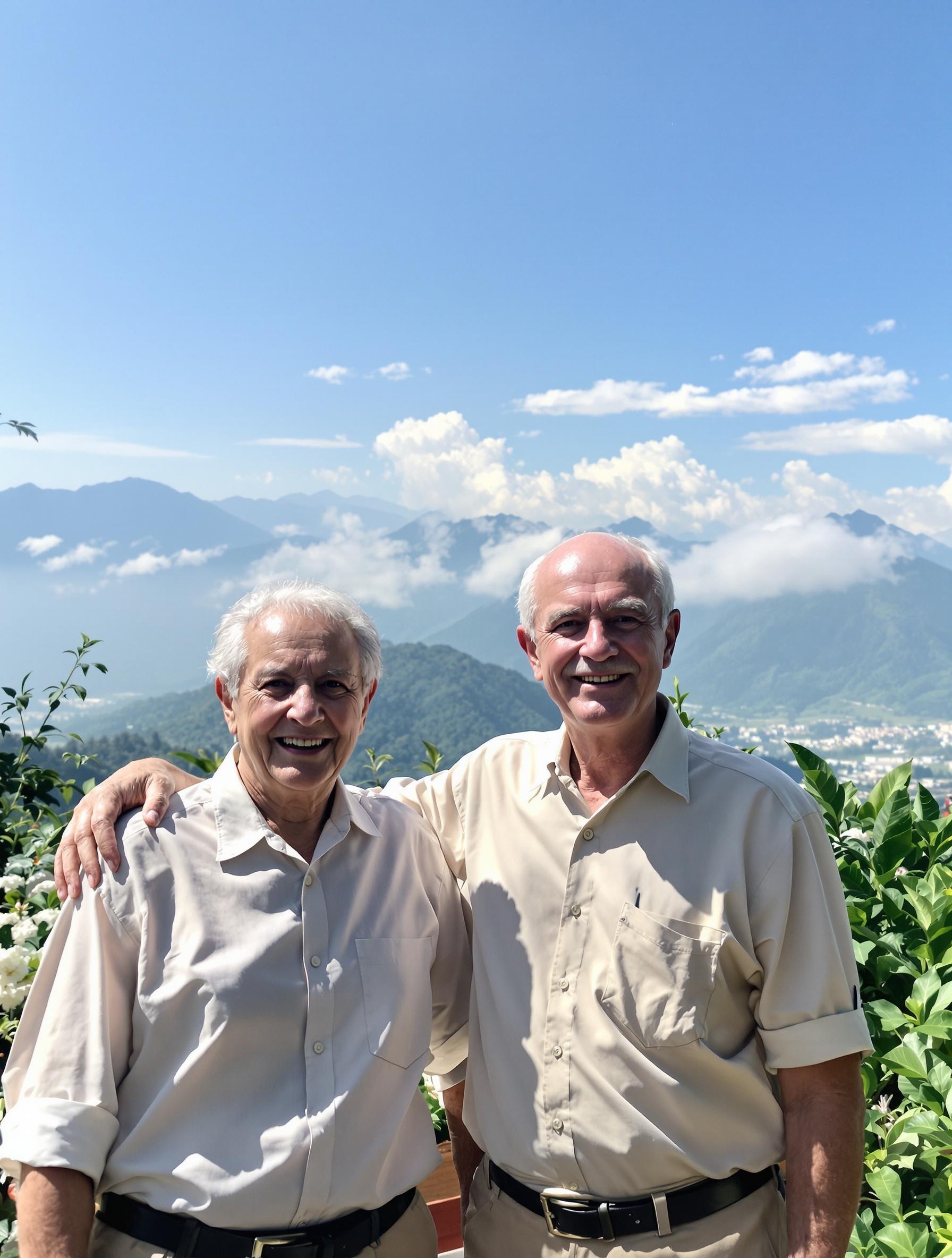 couple senior occidental vêtement léger matinée fraîche nord Thaïlande montagne ciel dégagé