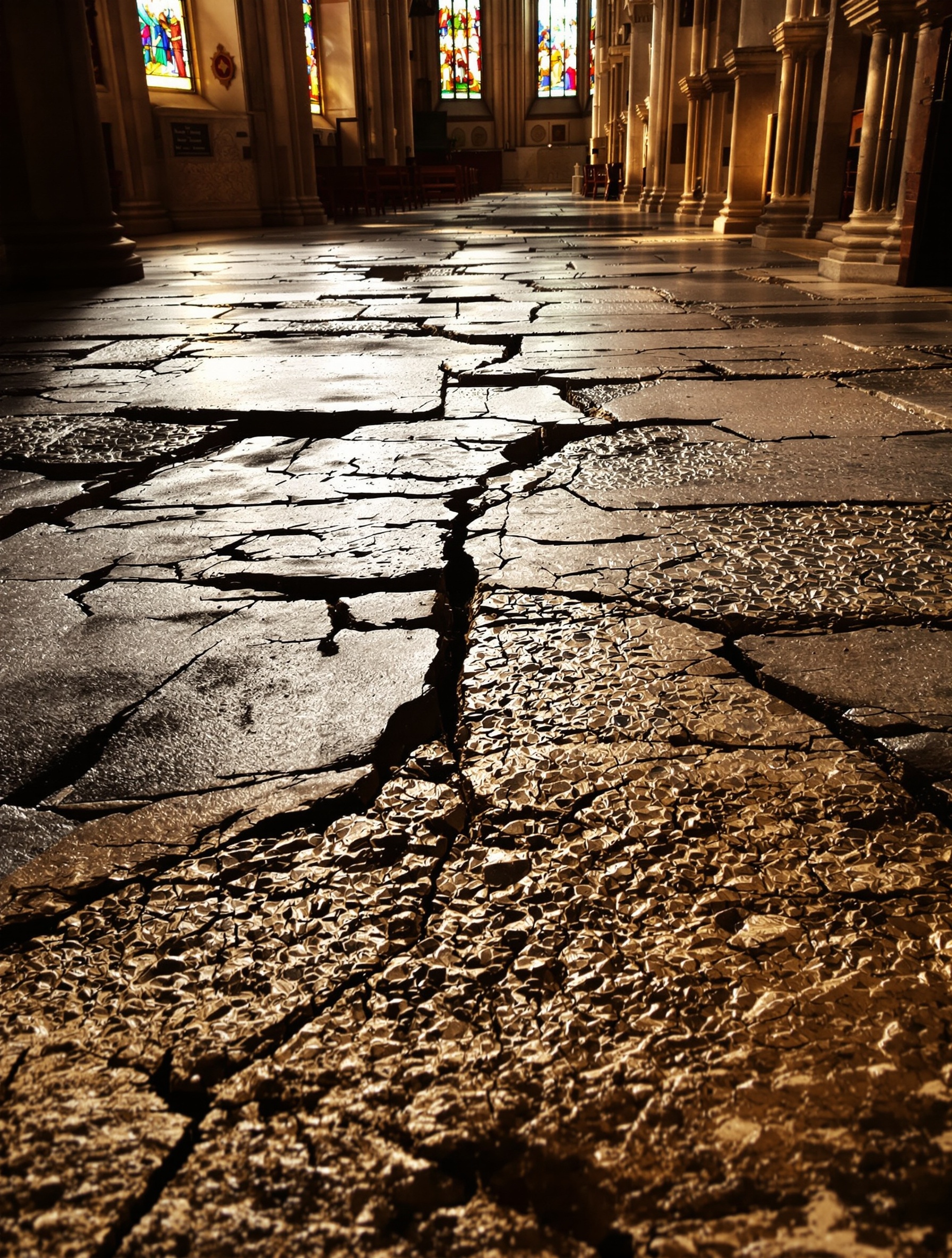 Les dalles usées de la nef de la cathédrale. Chaque creux, chaque fissure raconte le passage des pèlerins, des rois comme Henri IV et des Lyonnais anonymes depuis des siècles. C'est l'histoire à nos pieds.