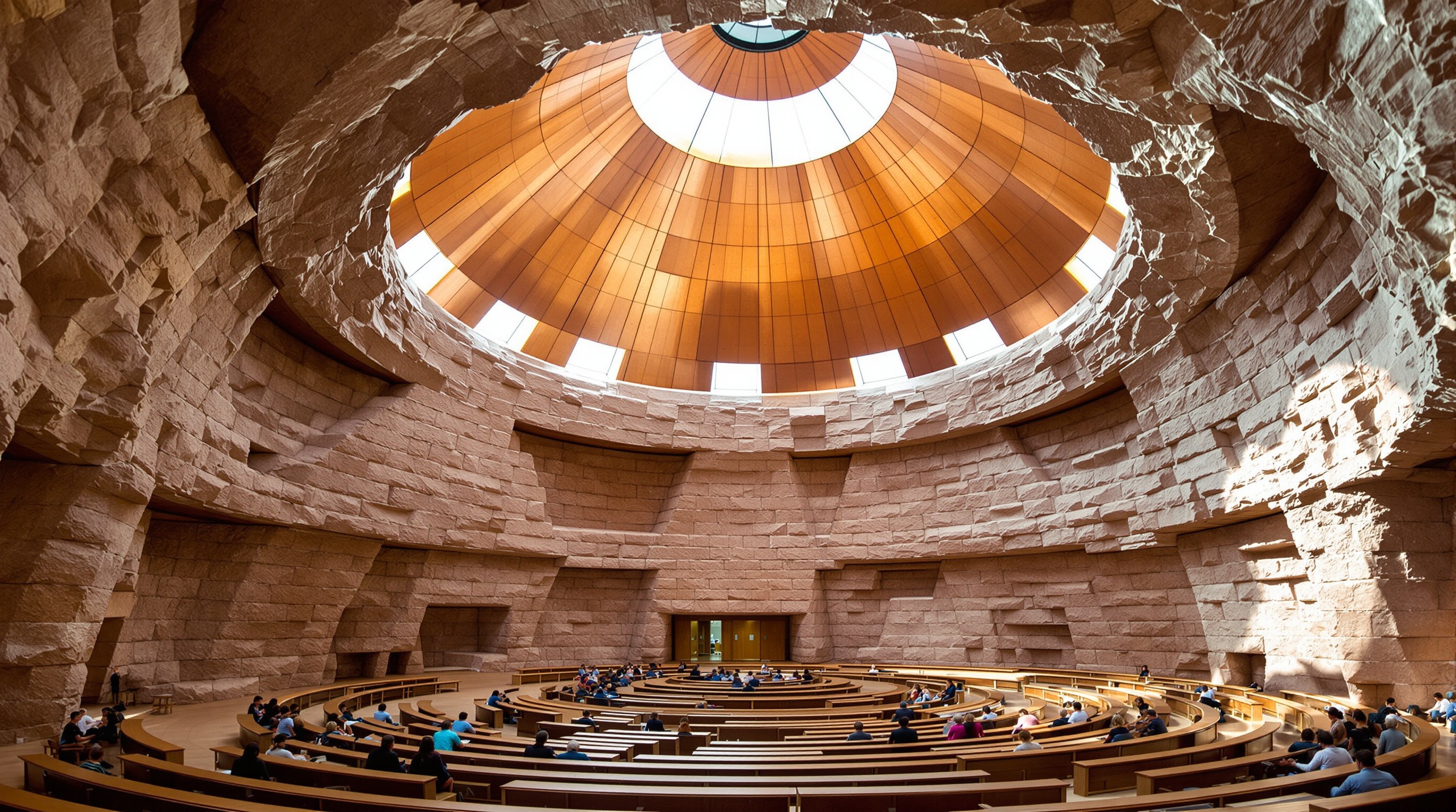 L'église Temppeliaukio (église dans le rocher) à Helsinki, architecture moderne intégrée dans la roche naturelle.