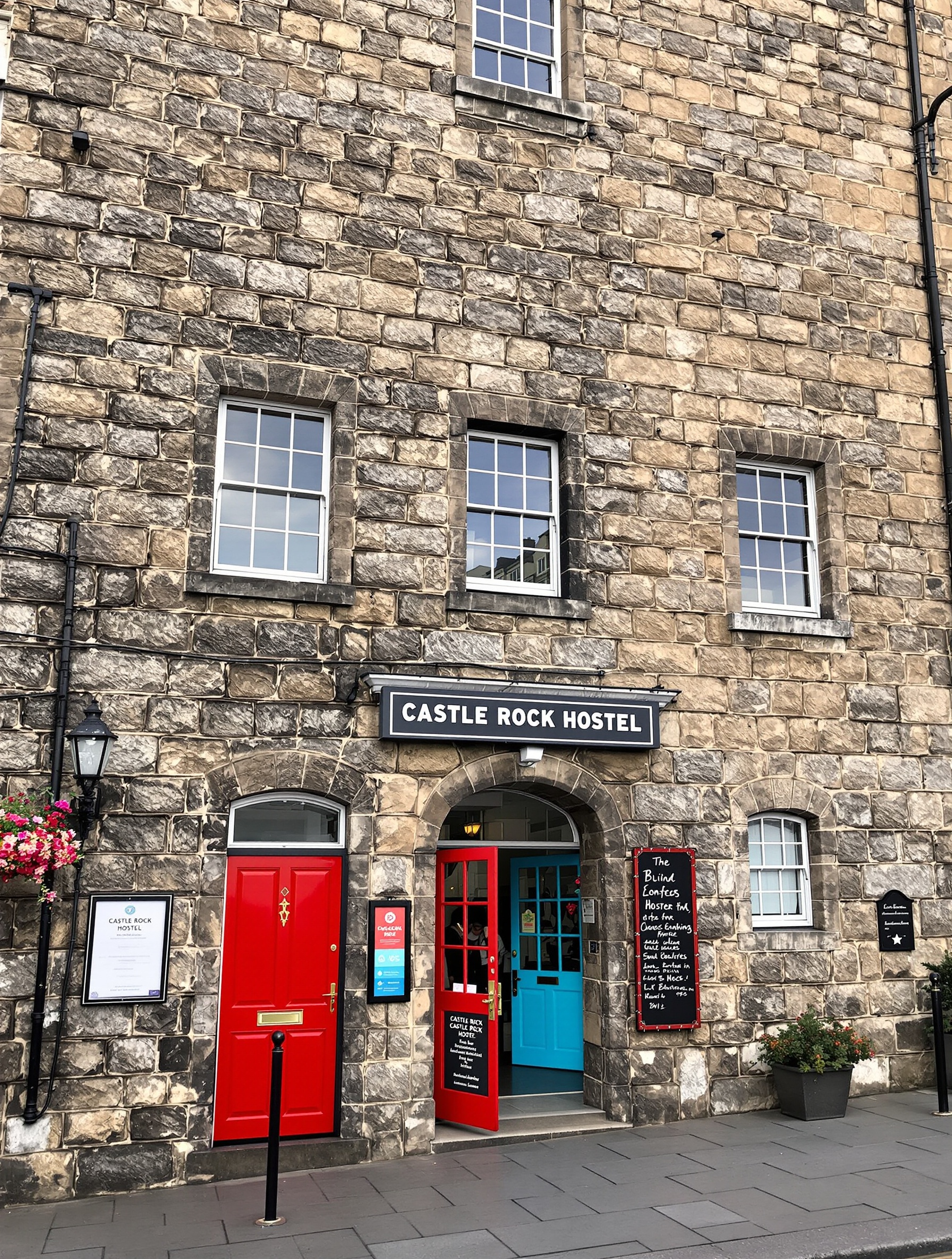 Façade extérieure Castle Rock Hostel Édimbourg architecture écossaise