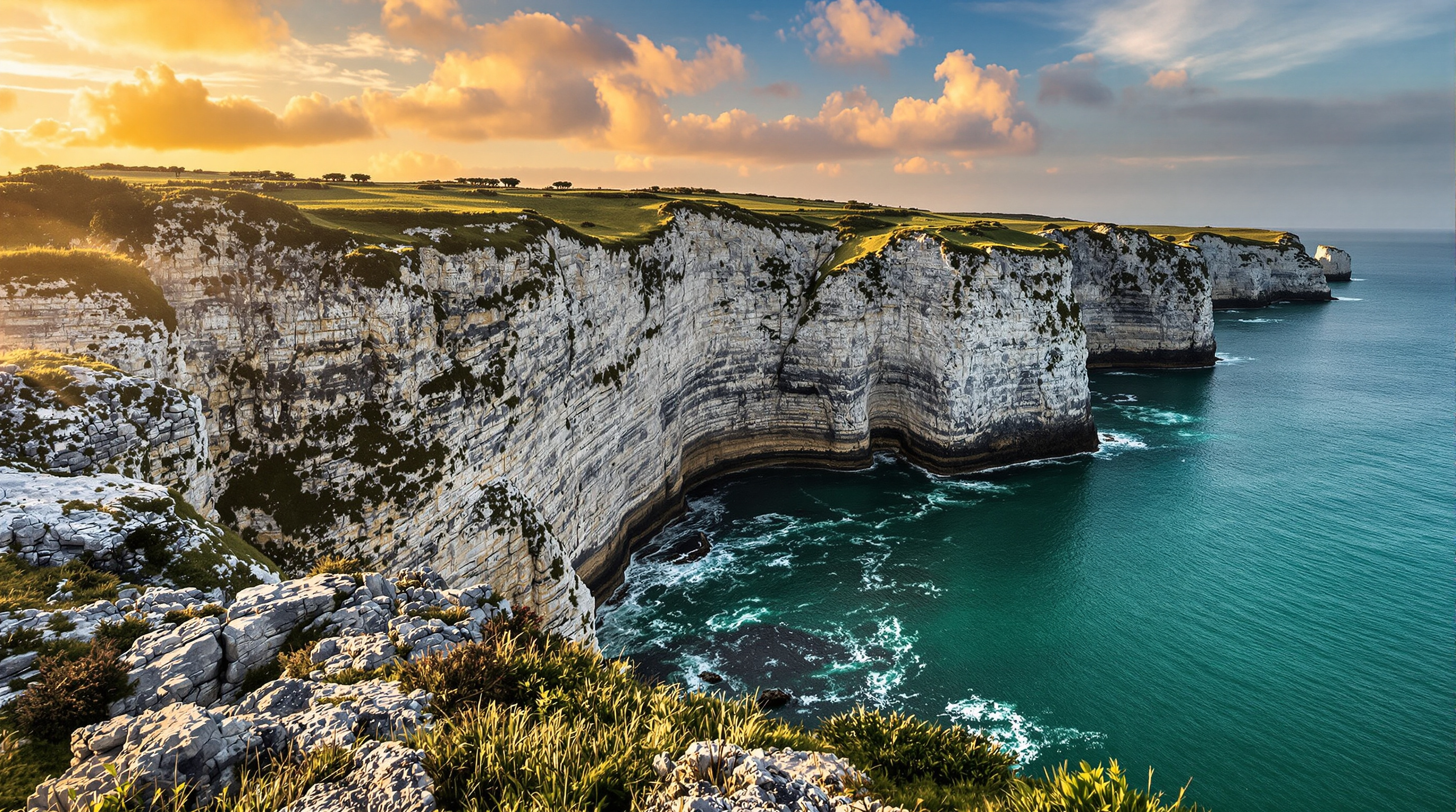 Falaises dorées de Crozon au coucher du soleil