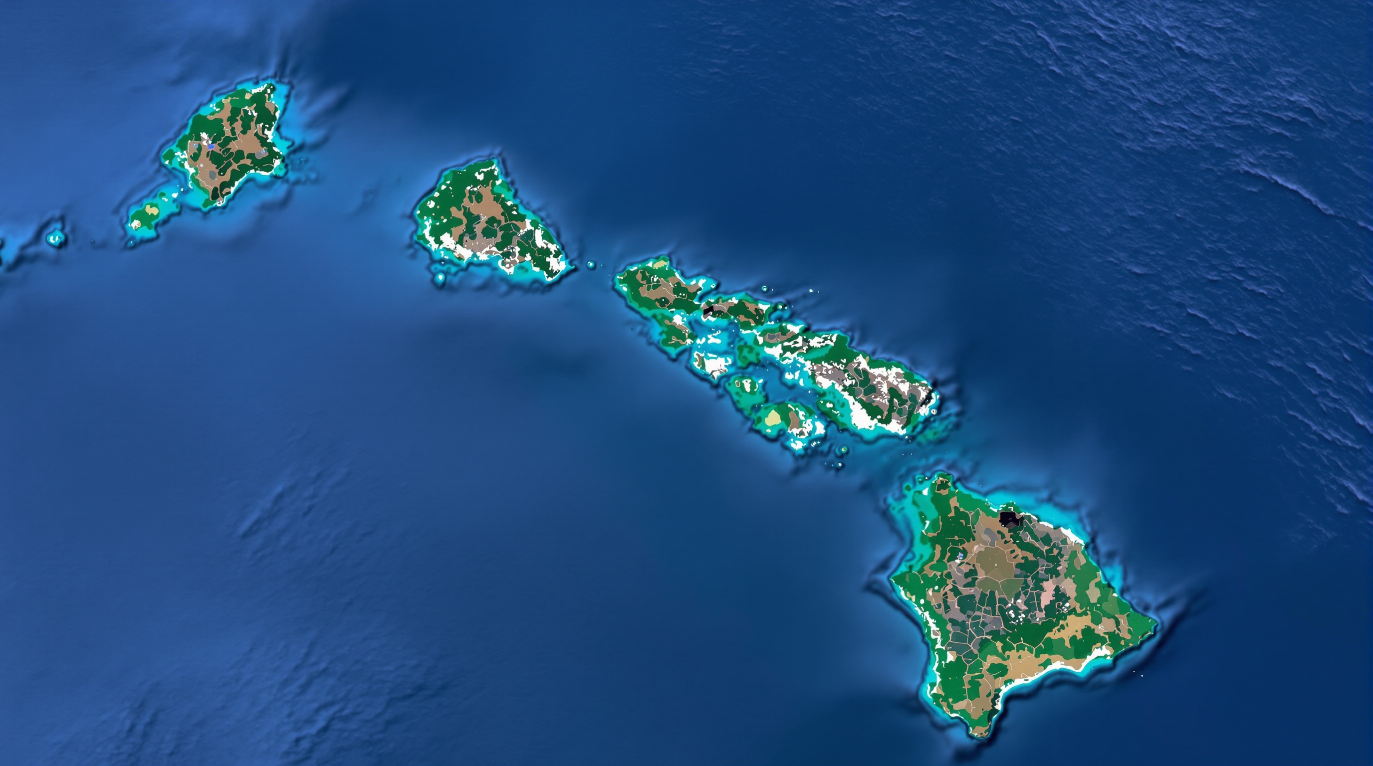 Image satellite de l'archipel d'Hawaï dans l'océan Pacifique