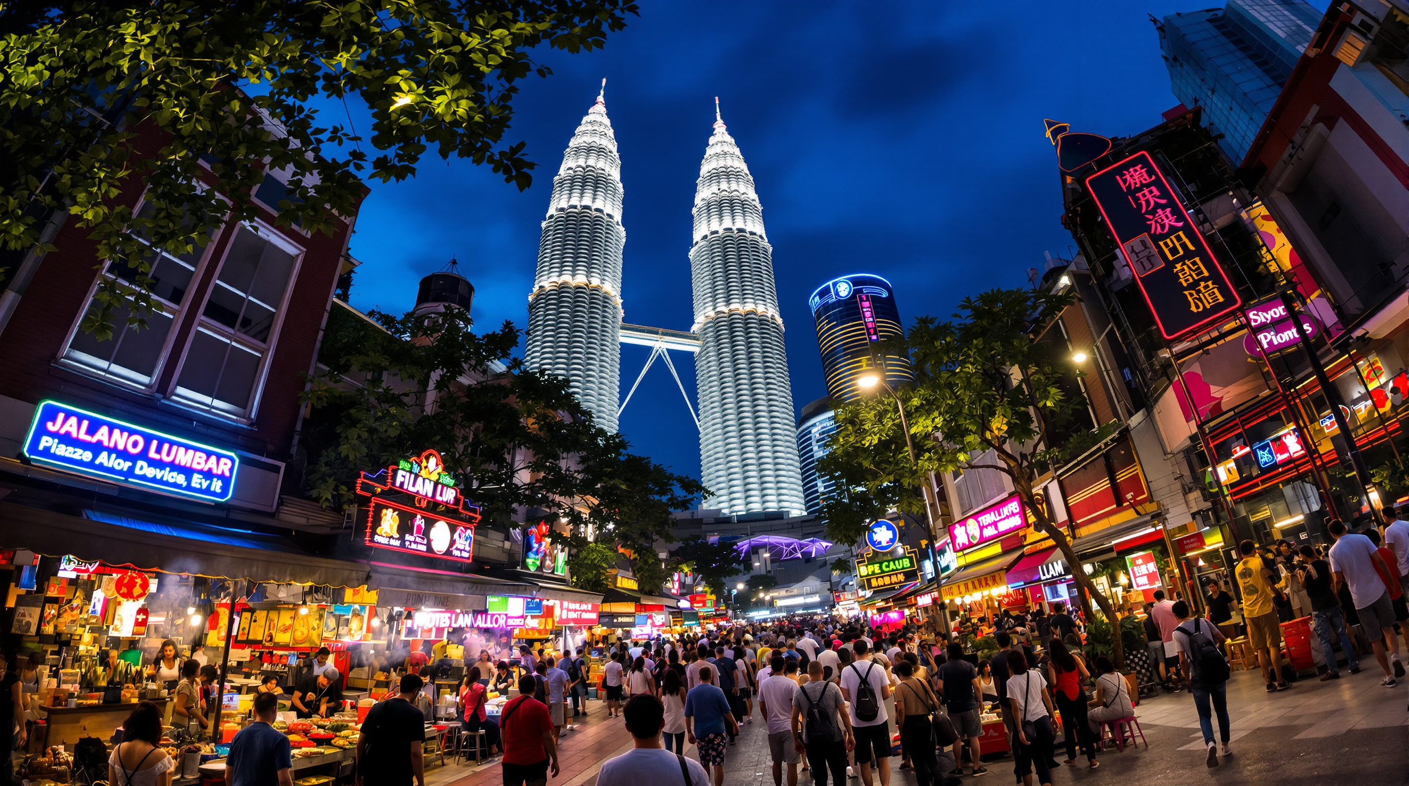 Kuala Lumpur contraste tours Petronas marché Jalan Alor