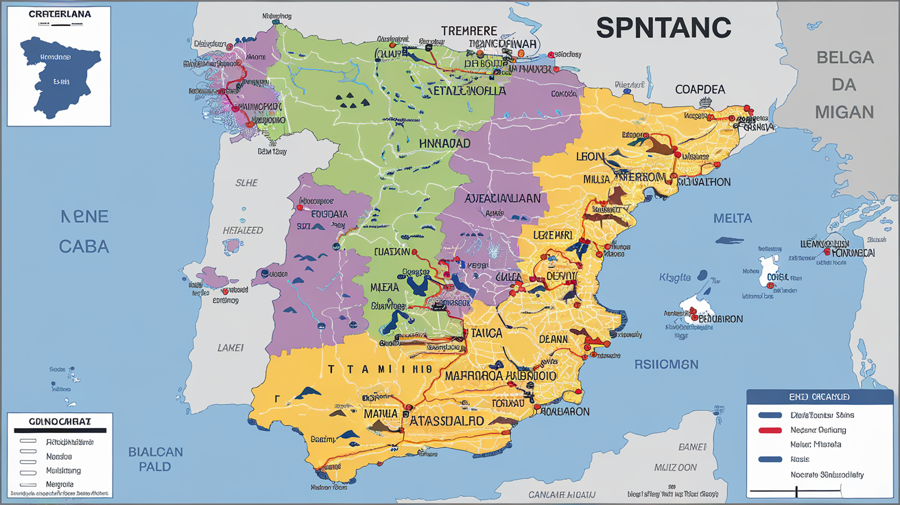 Légende simplifiée carte Espagne symboles courants