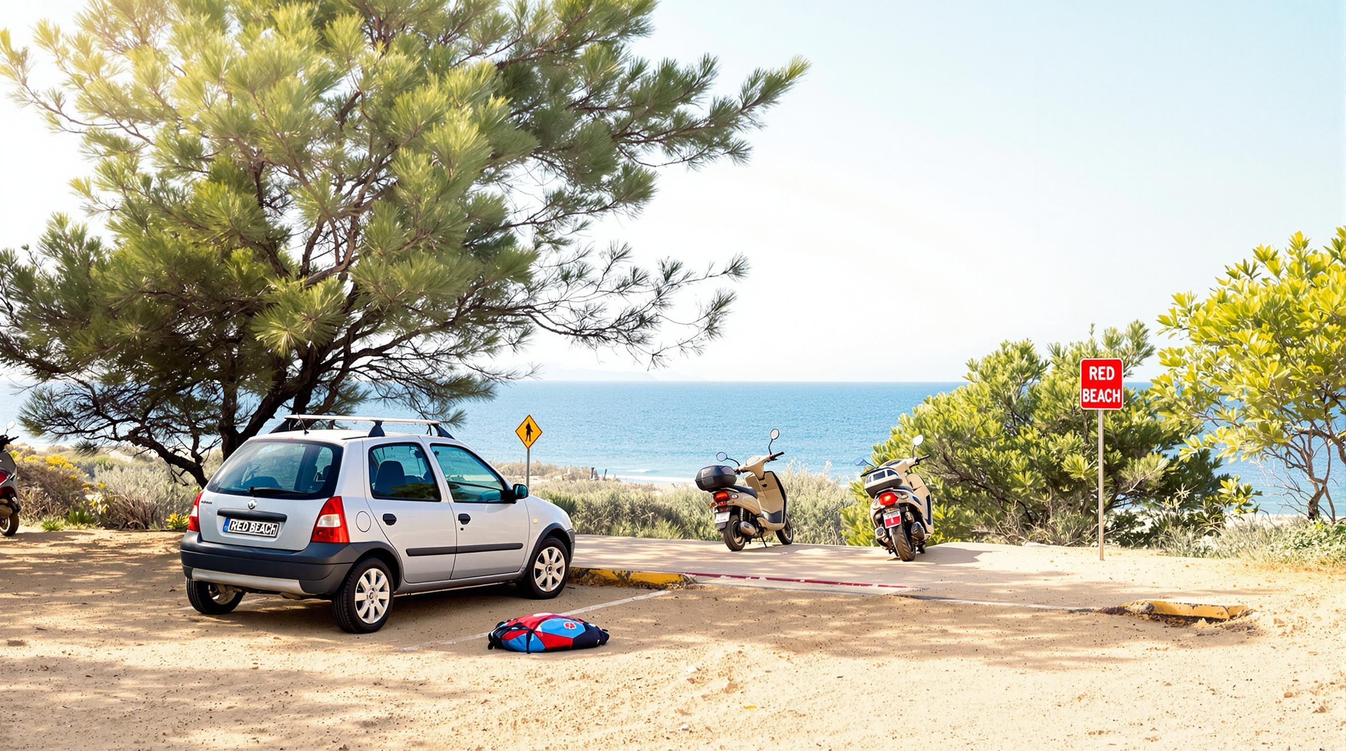 Parking sauvage près de Red Beach, idéal pour les explorateurs