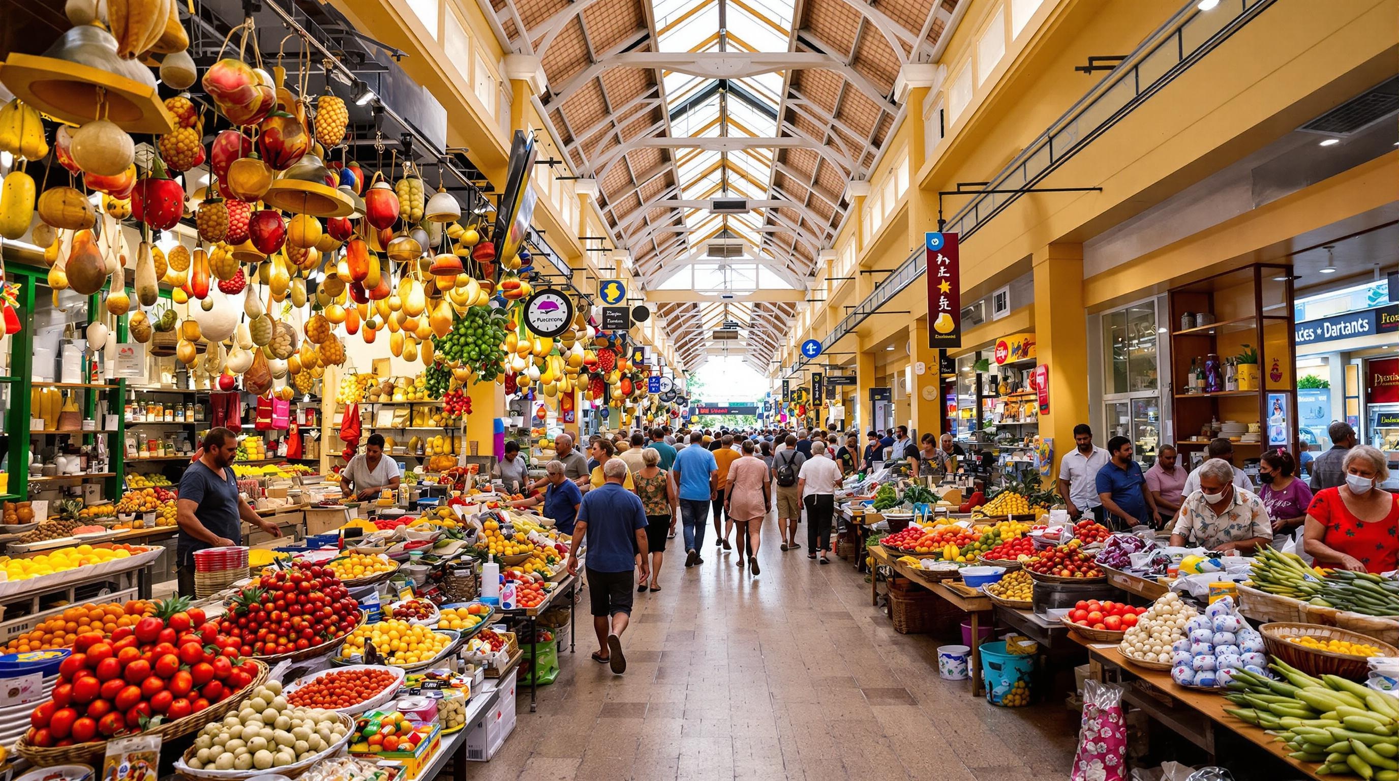 Le marché central de Port-Louis avec ses stands animés