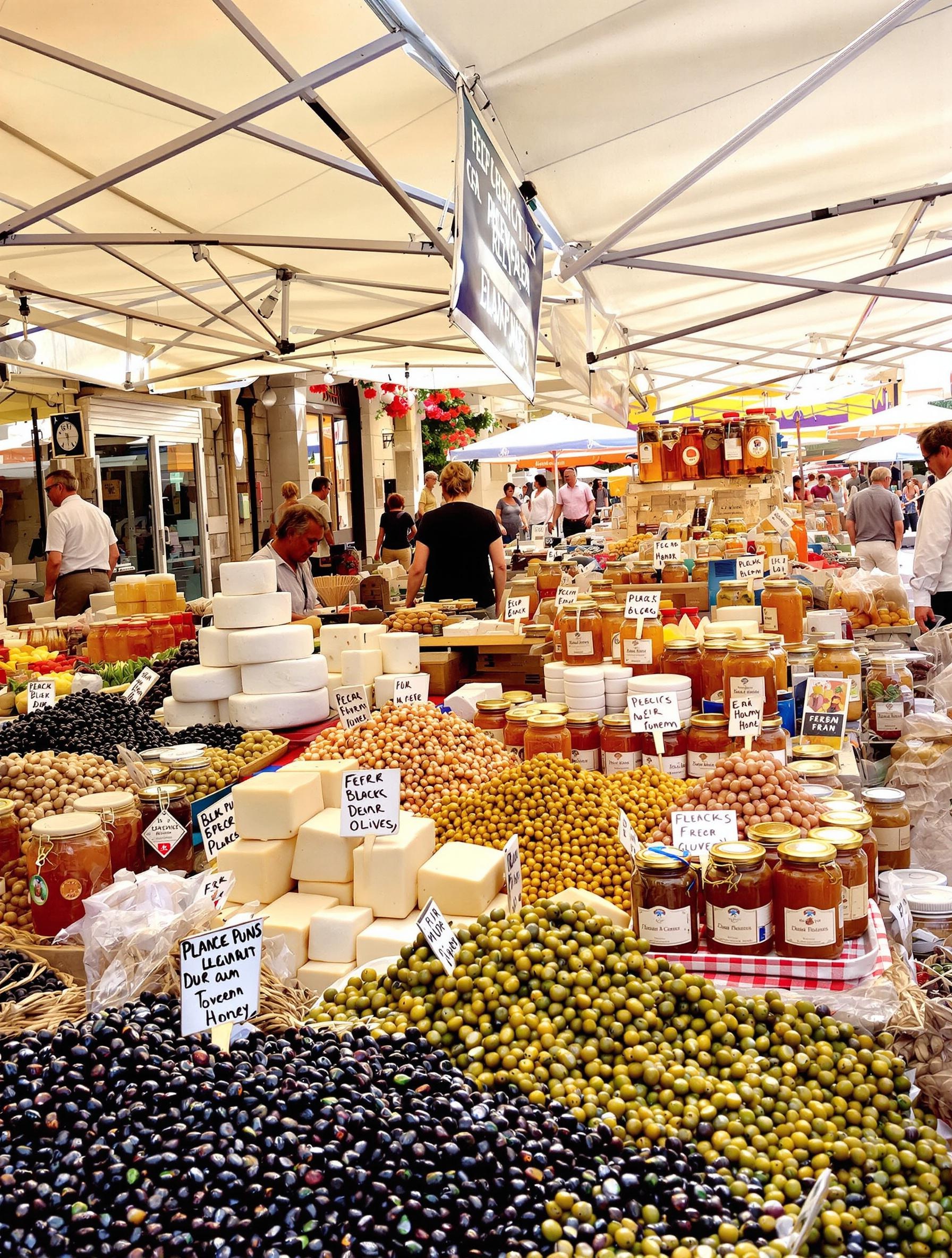 Marché Ialyssos Rhodes olives feta miel ambiance senior