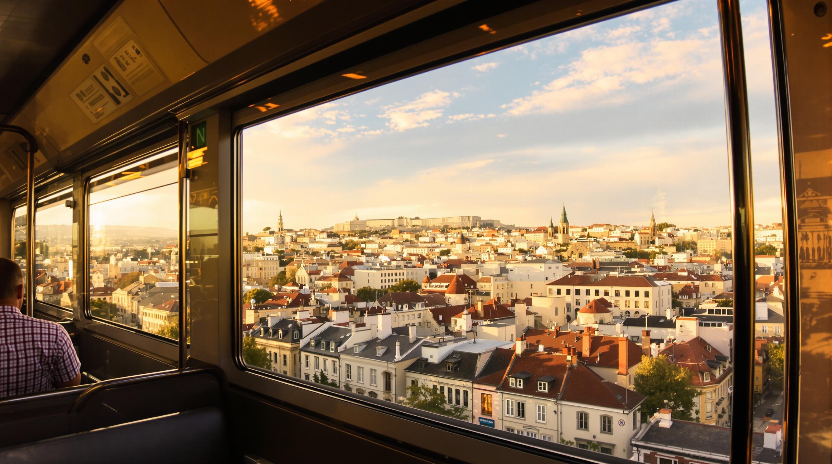 Vue panoramique depuis un tramway à Lyon