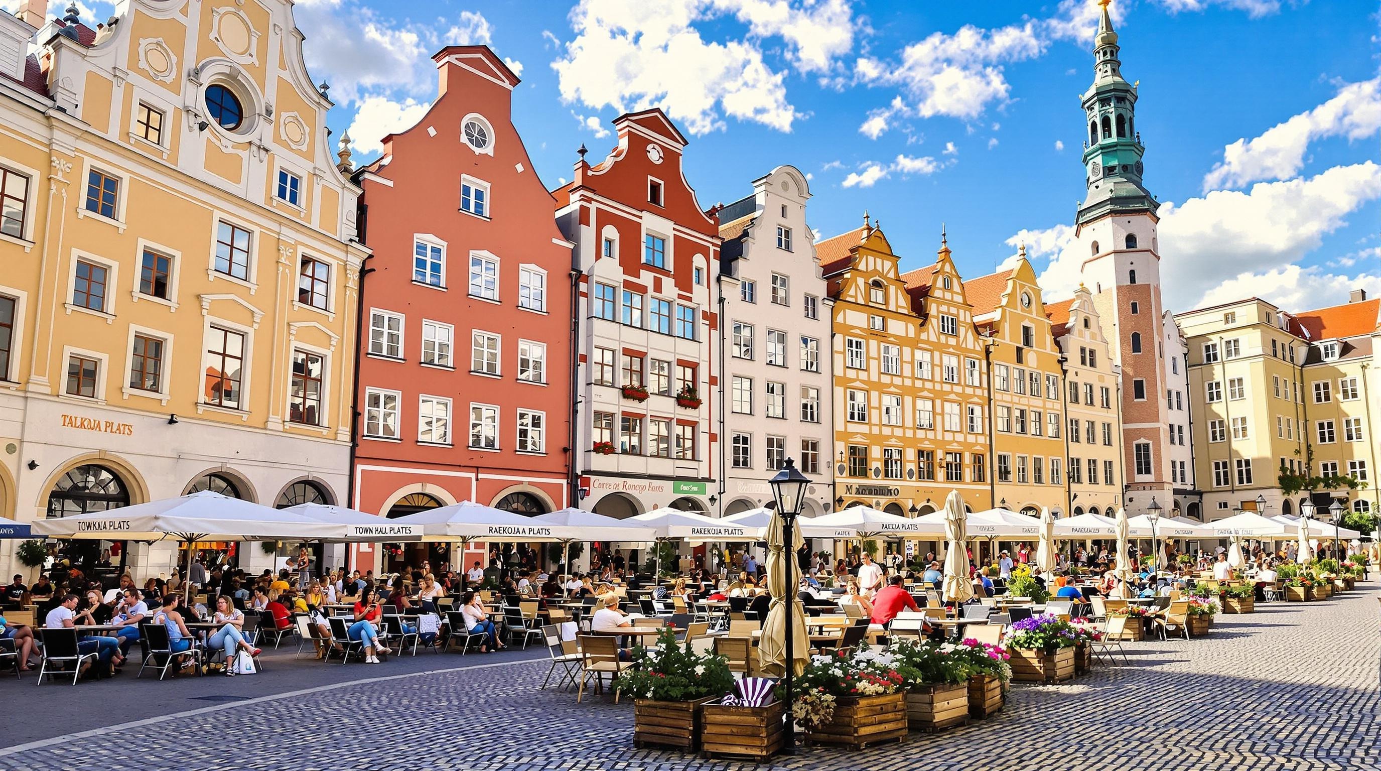Place de l'Hôtel de Ville Raekoja plats à Tallinn en été