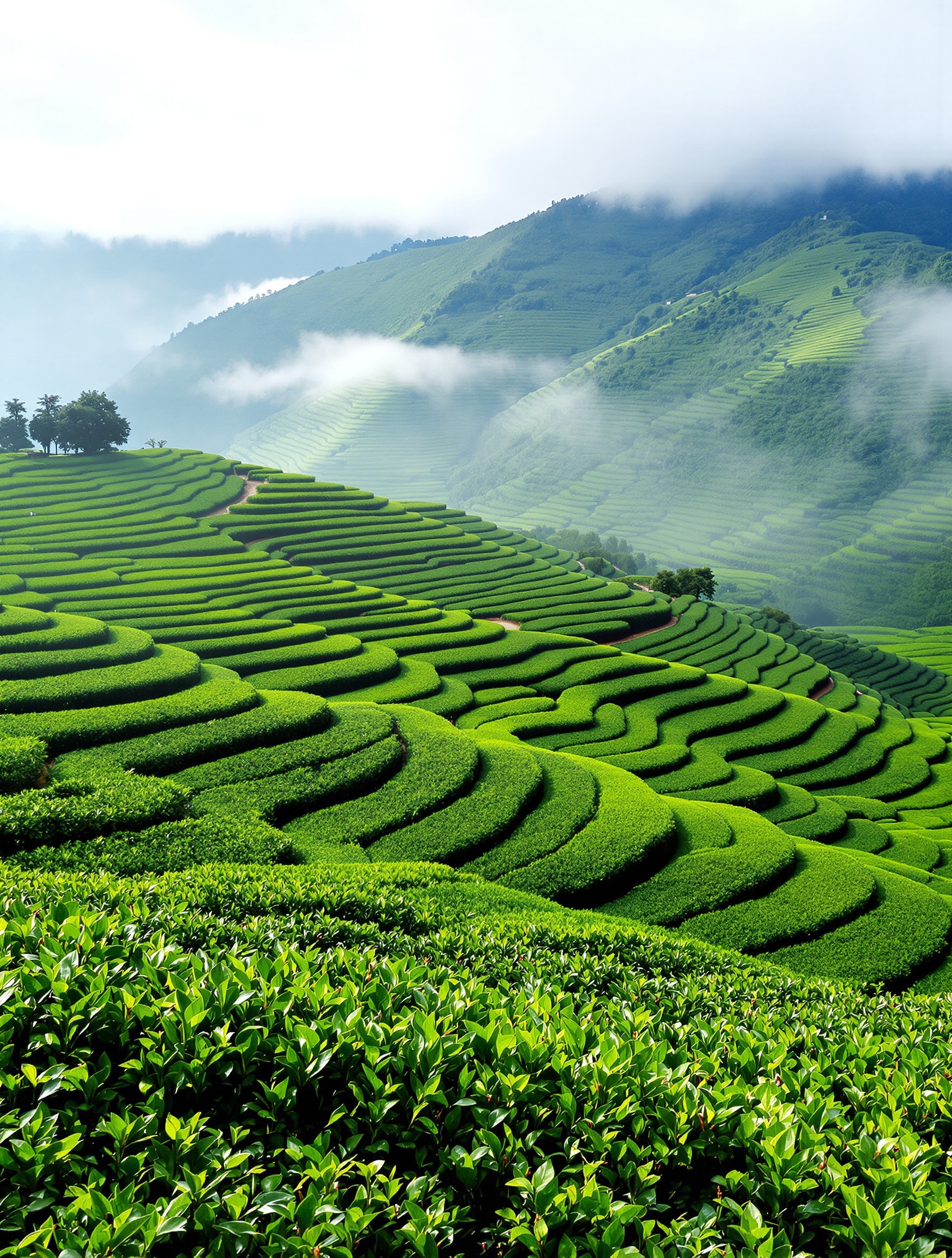 Plantations luxuriantes de thé en terrasses dans la province de Rize
