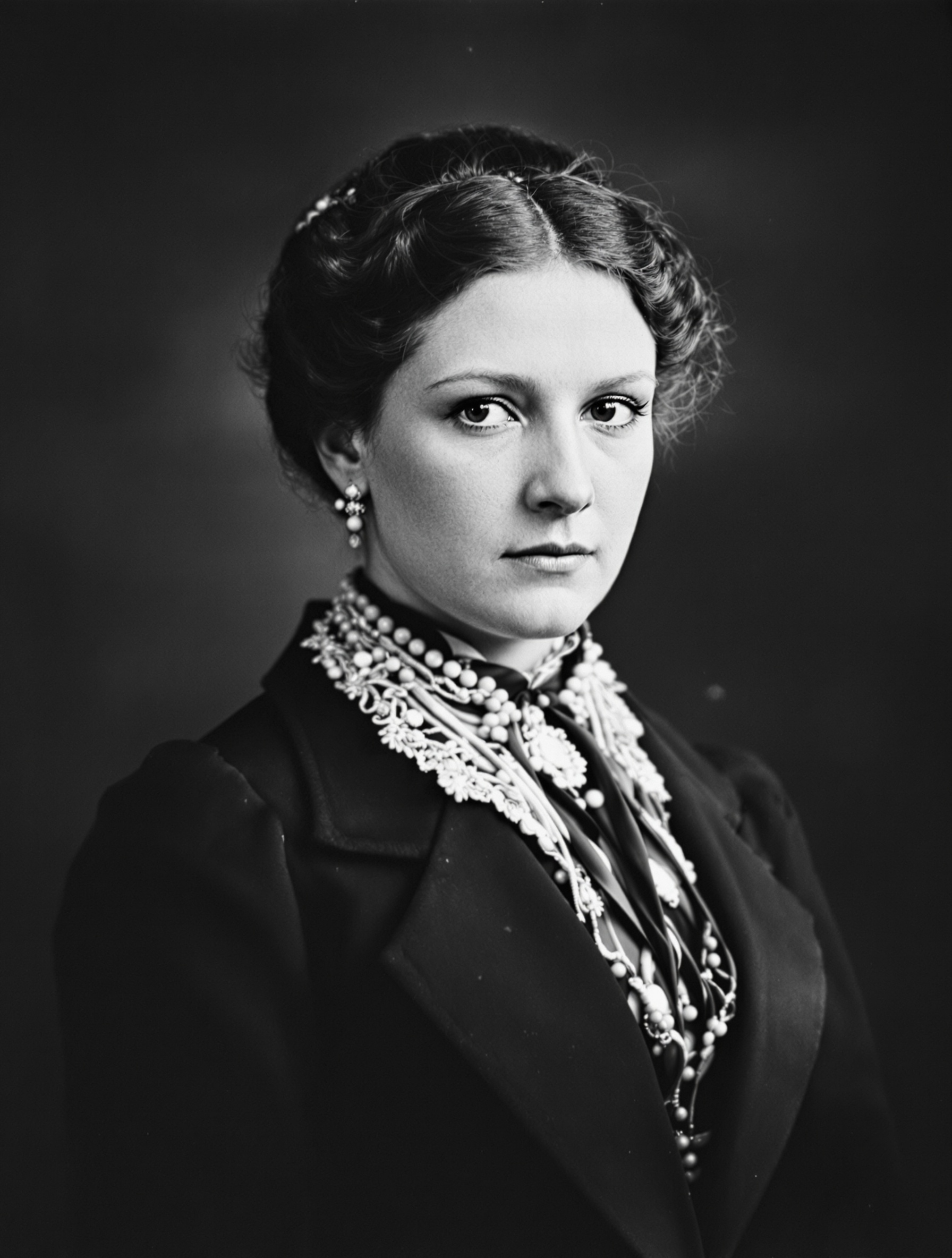 Portrait noir et blanc de Lillie Hitchcock Coit jeune, élégante mais déterminée