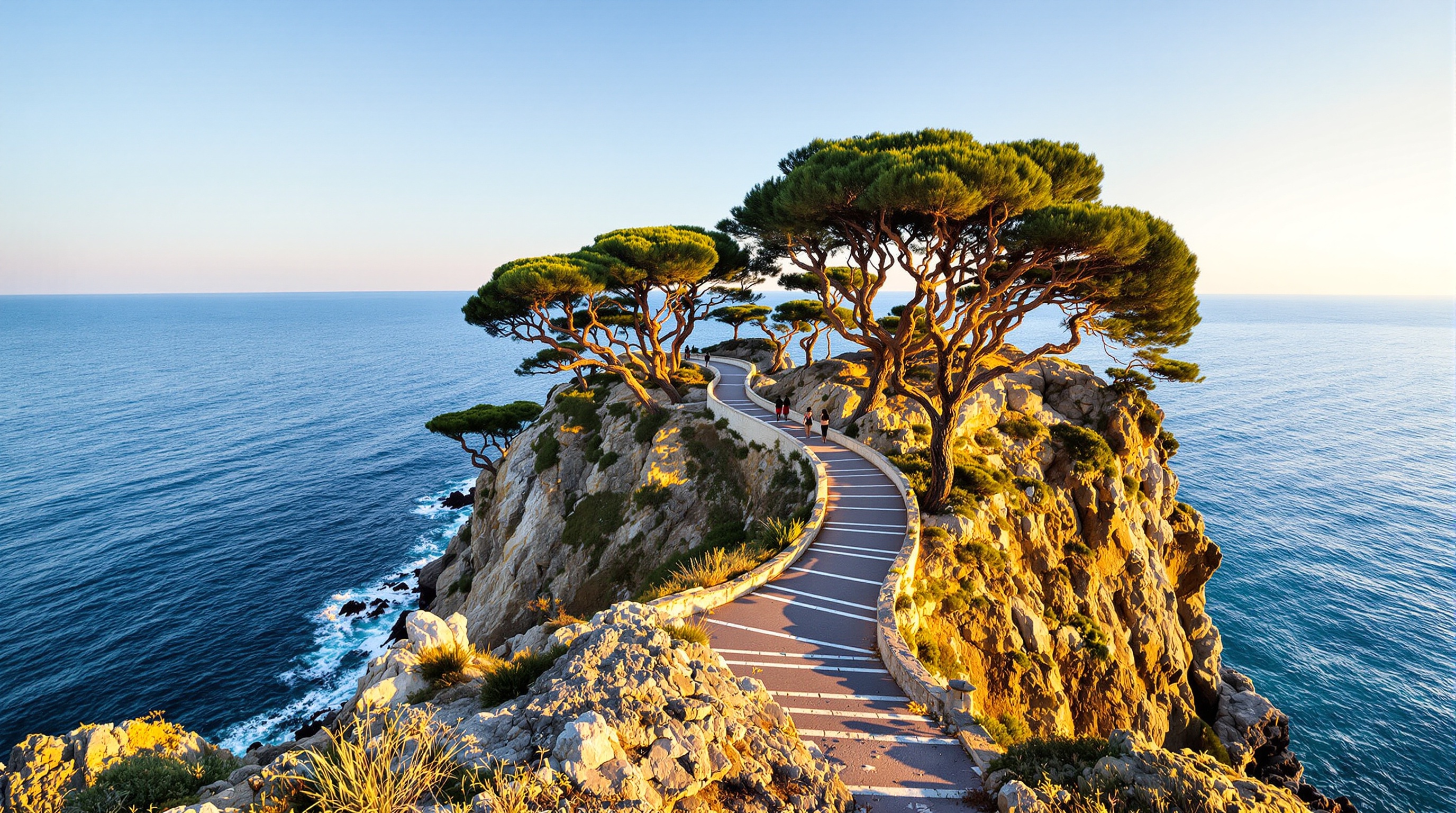 La promenade Anita Garibaldi à Nervi surplombant la mer Ligure