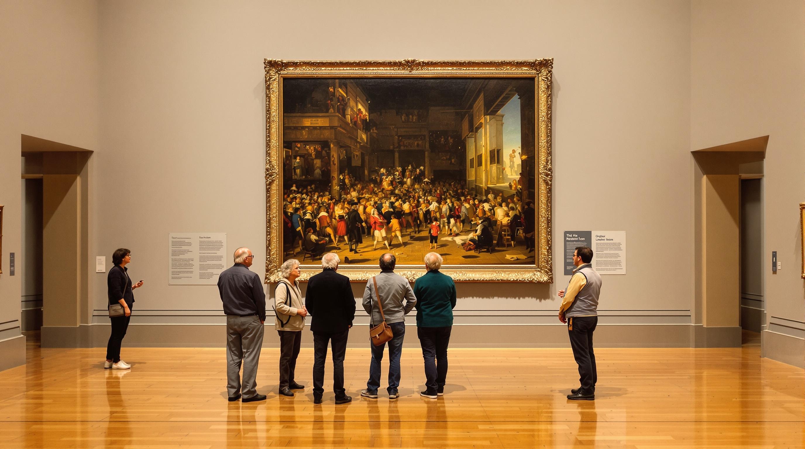 La Ronde de nuit exposée au Rijksmuseum avec des visiteurs seniors