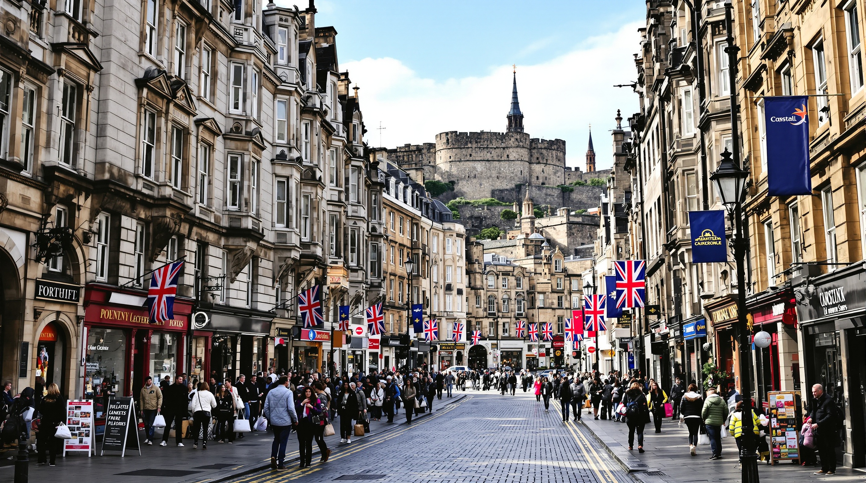 Royal Mile Édimbourg animation architecture historique