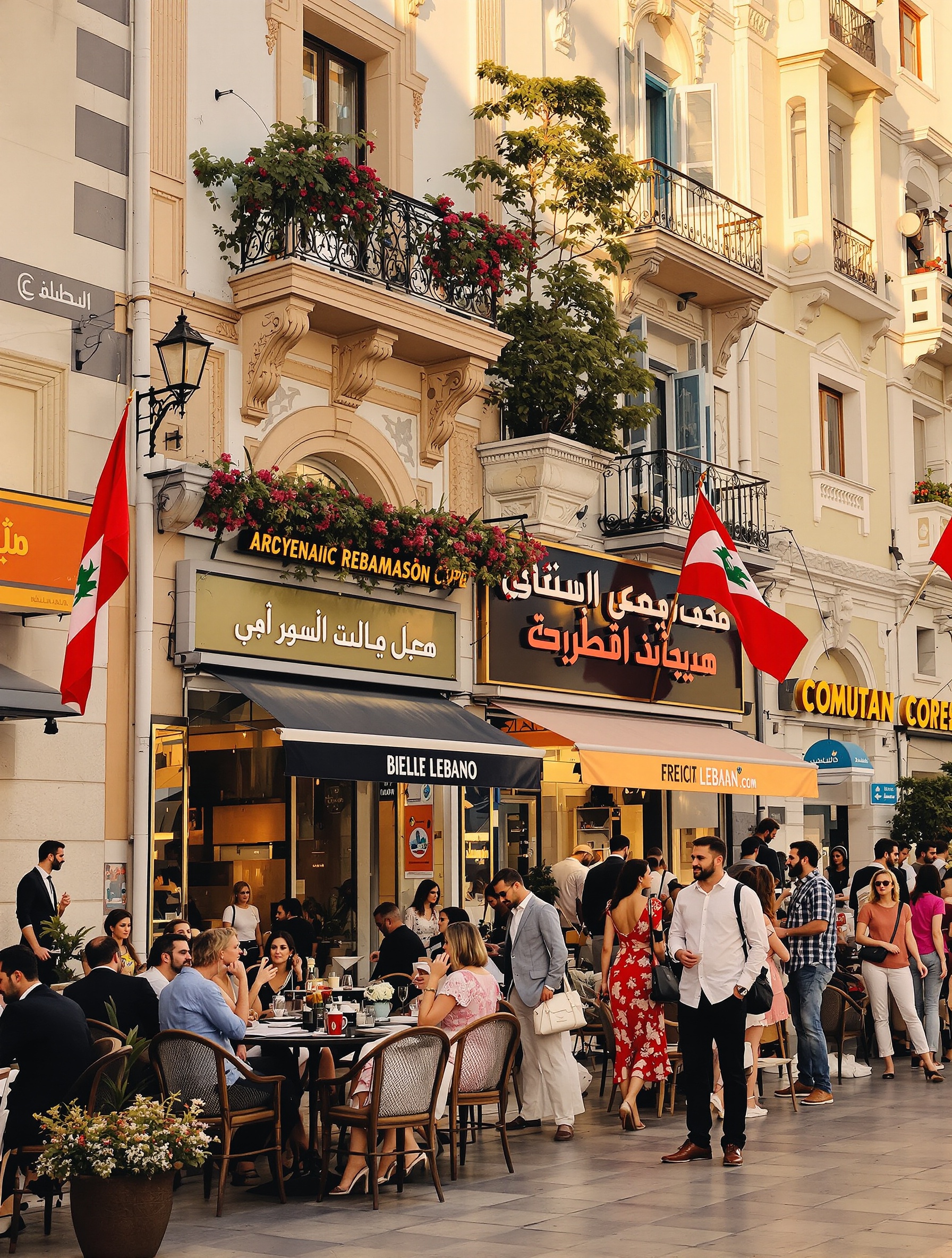 Scène de rue à Beyrouth montrant le mélange d'ambiance méditerranéenne et orientale.