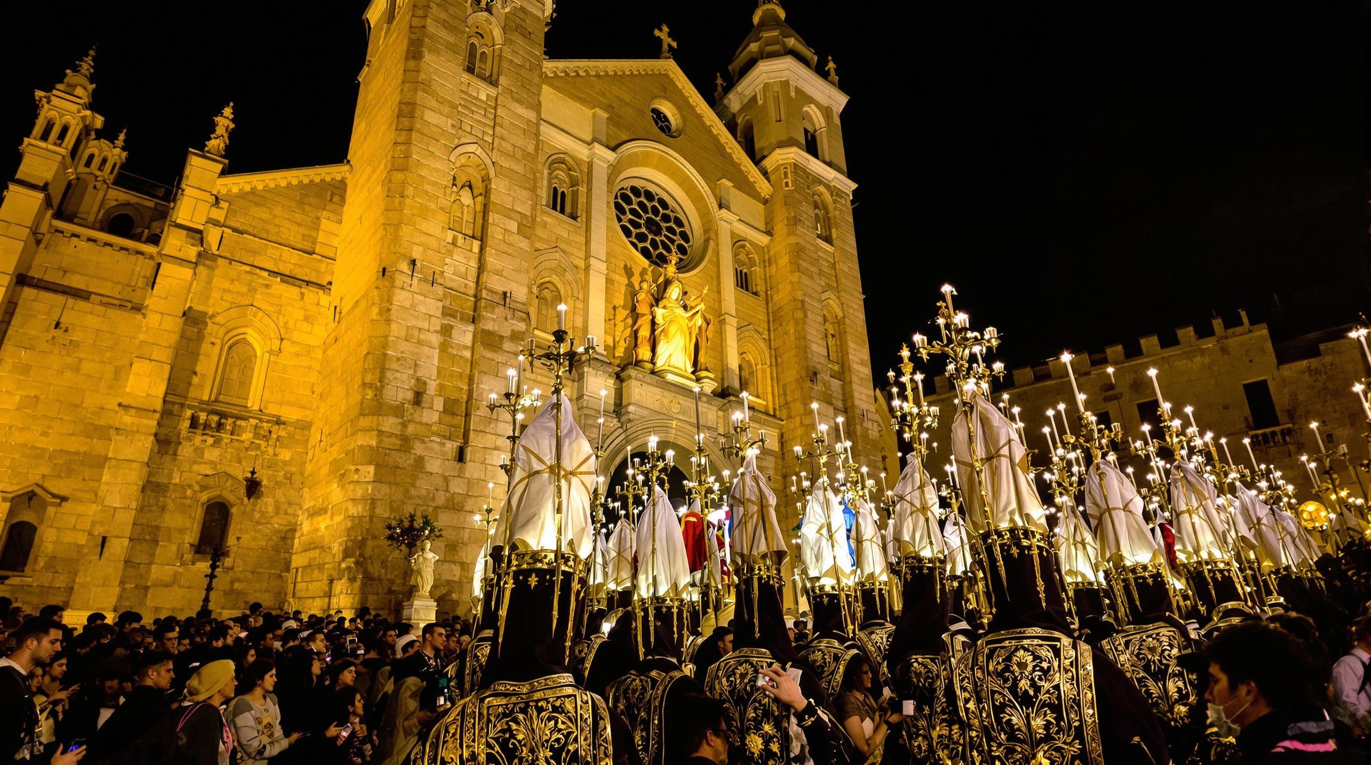 Procession Semana Santa devant Co-cathédrale de Cáceres