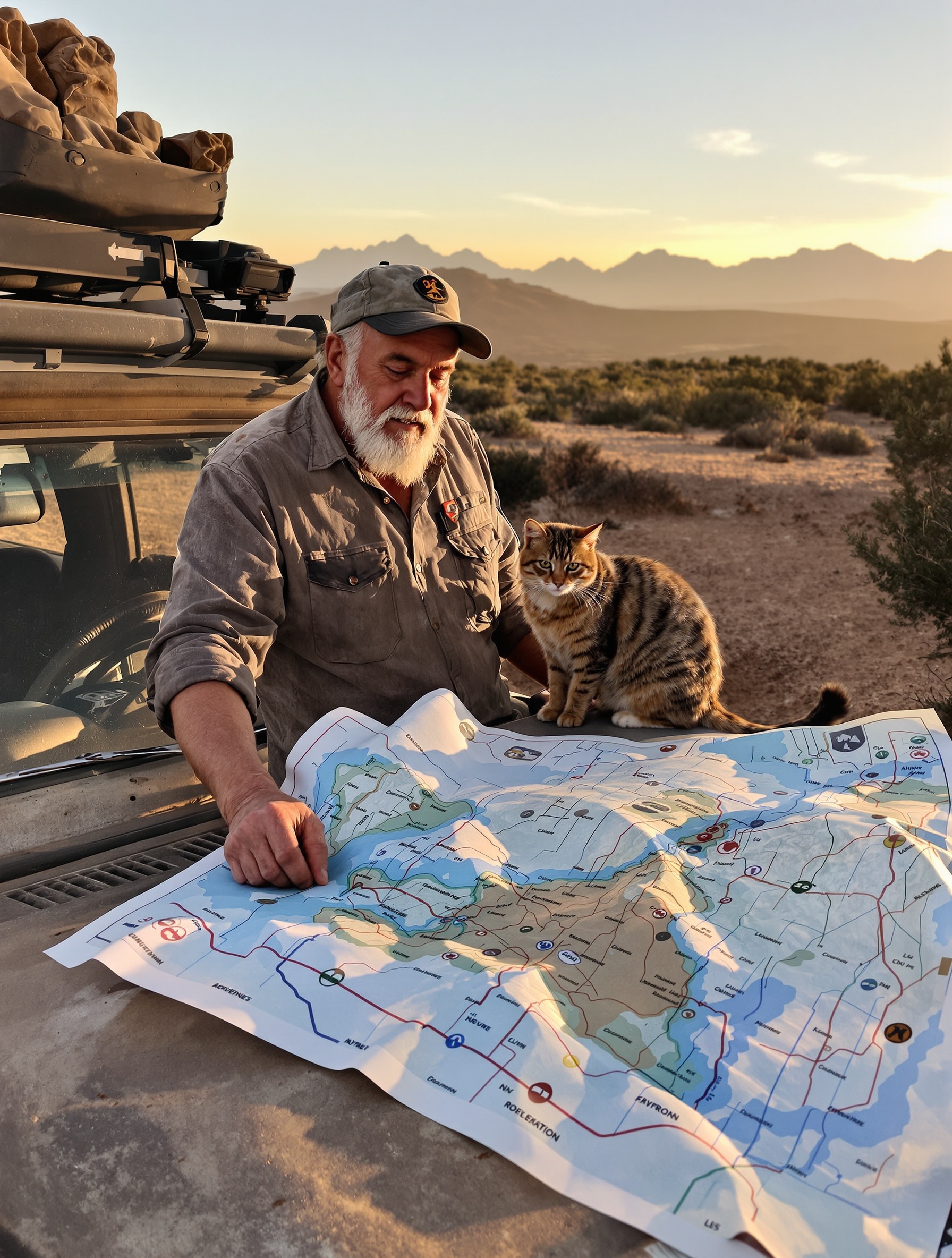 baroudeur senior chat carte aragon road trip lever soleil montagne