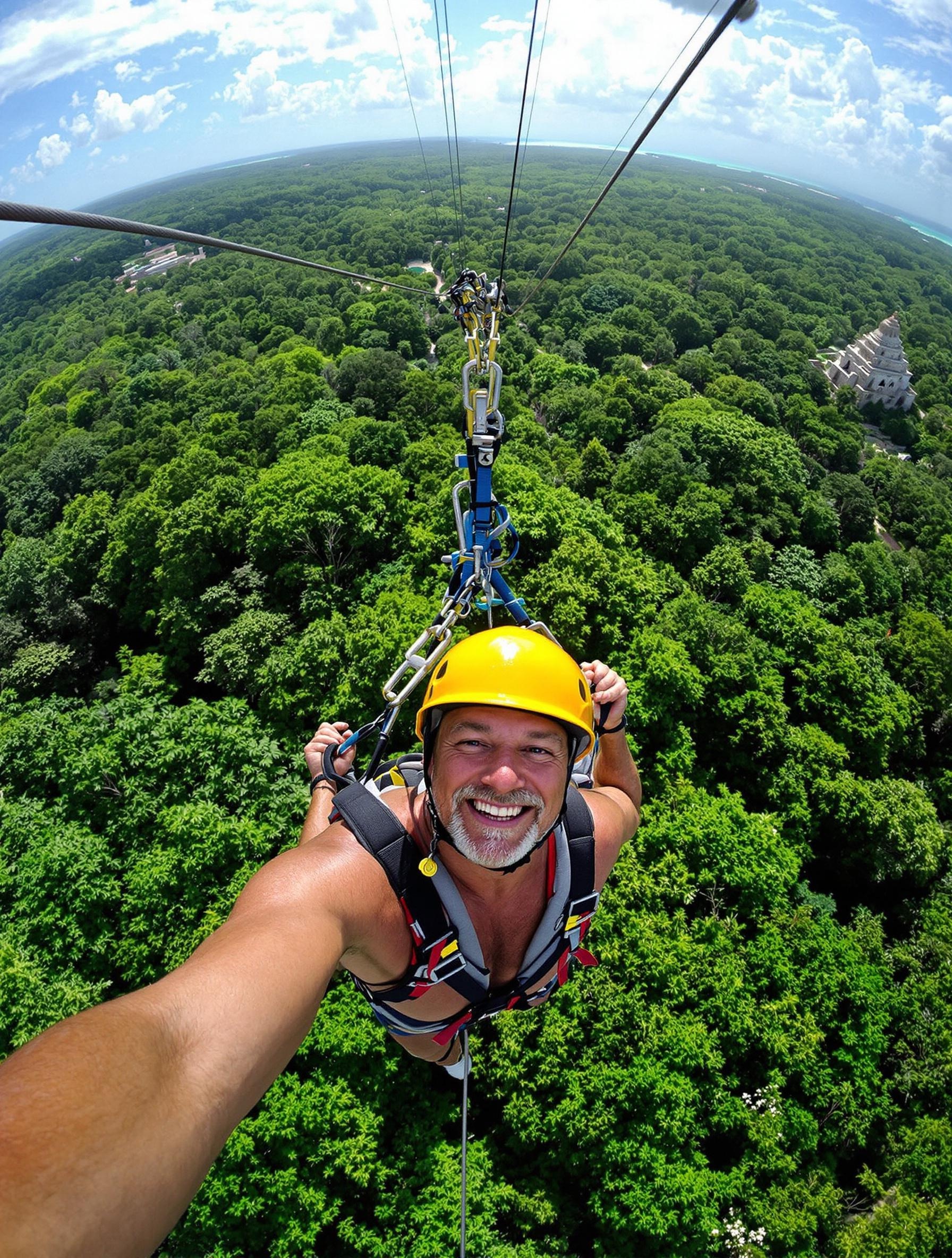 senior tyrolienne sécurité jungle tulum