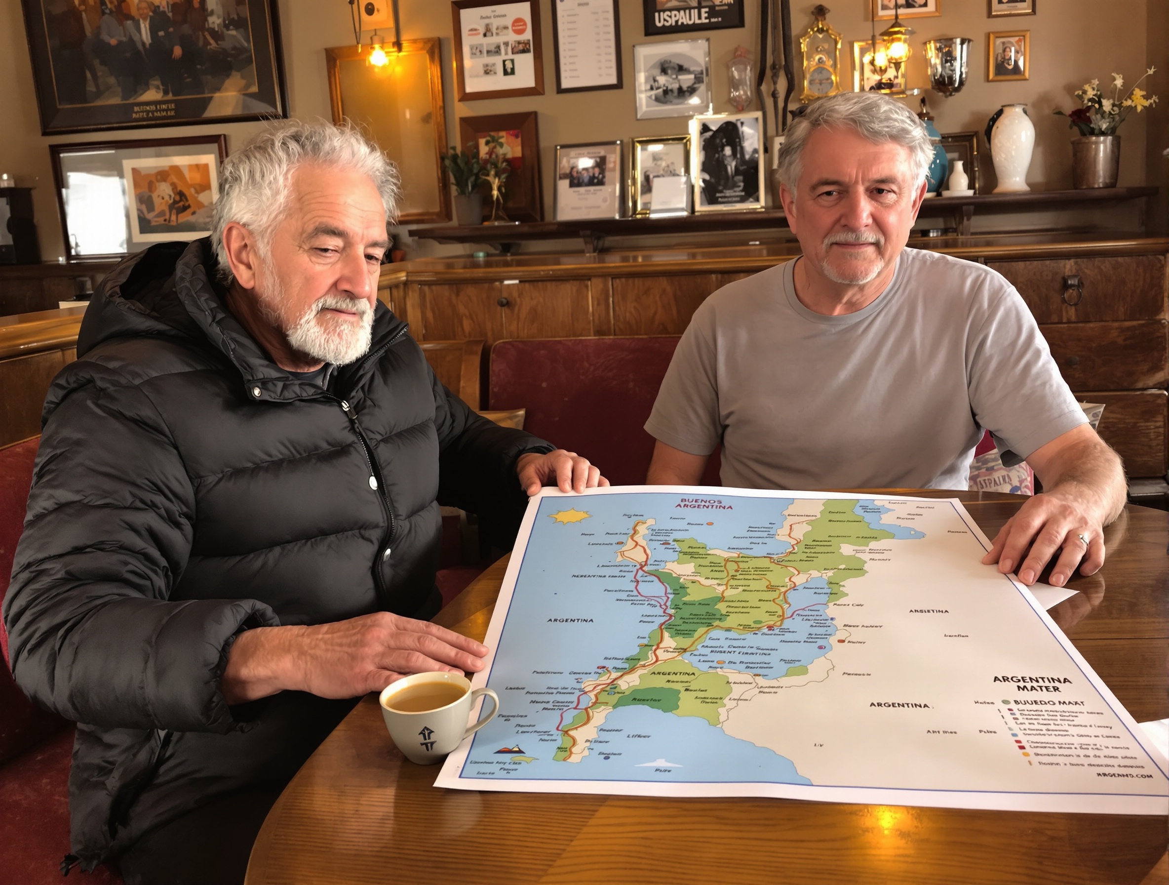 Seniors étudiant la carte argentine dans un café