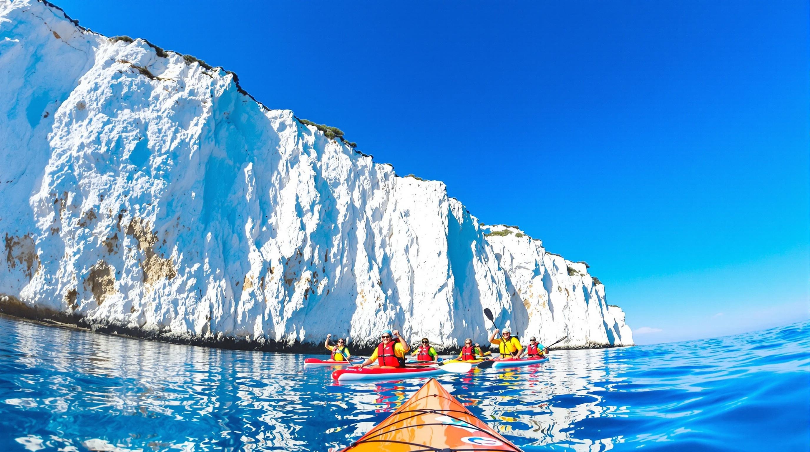 Kayak et paddle le long des falaises blanches de l’Île de Piana