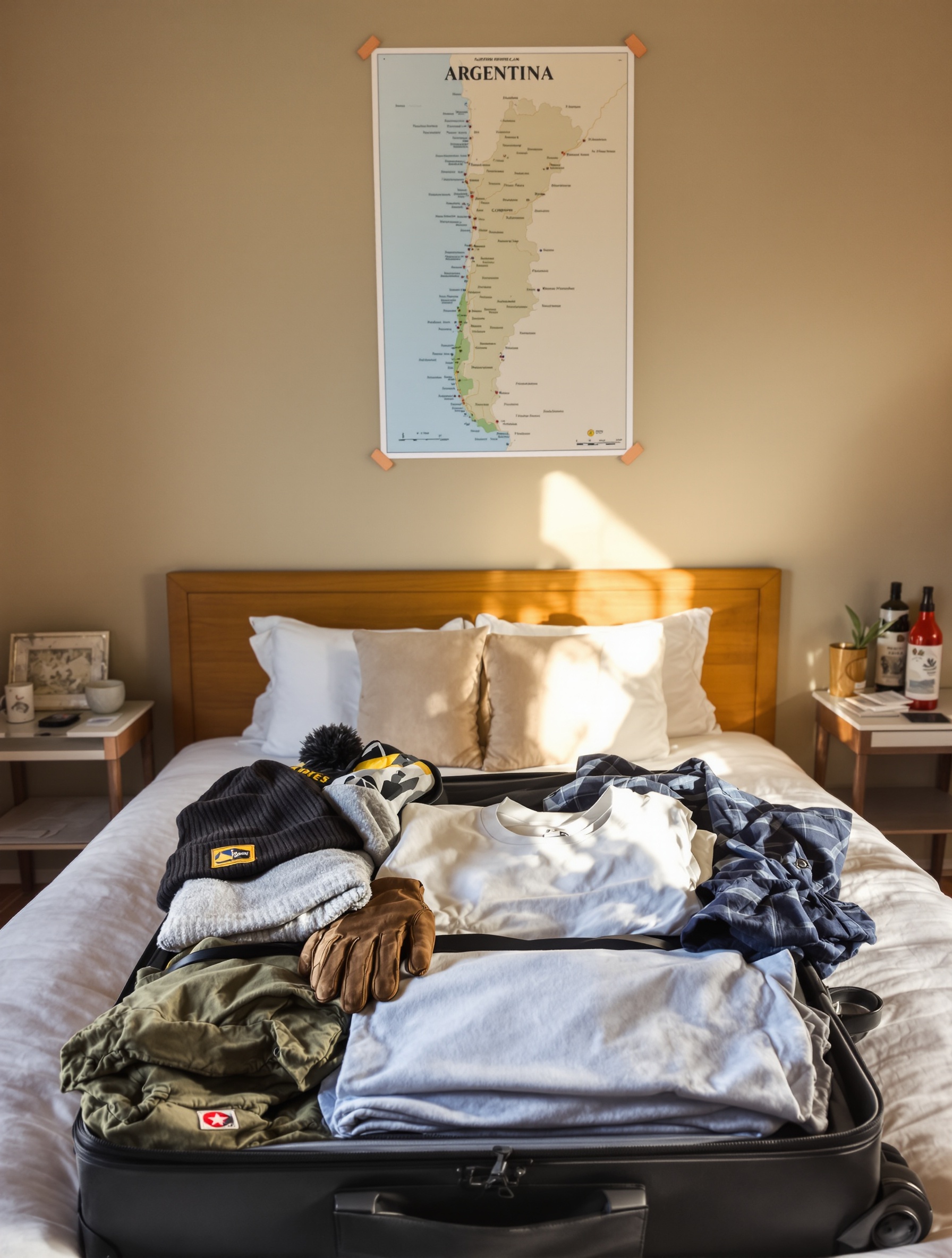 Valise préparée pour tous les climats argentins