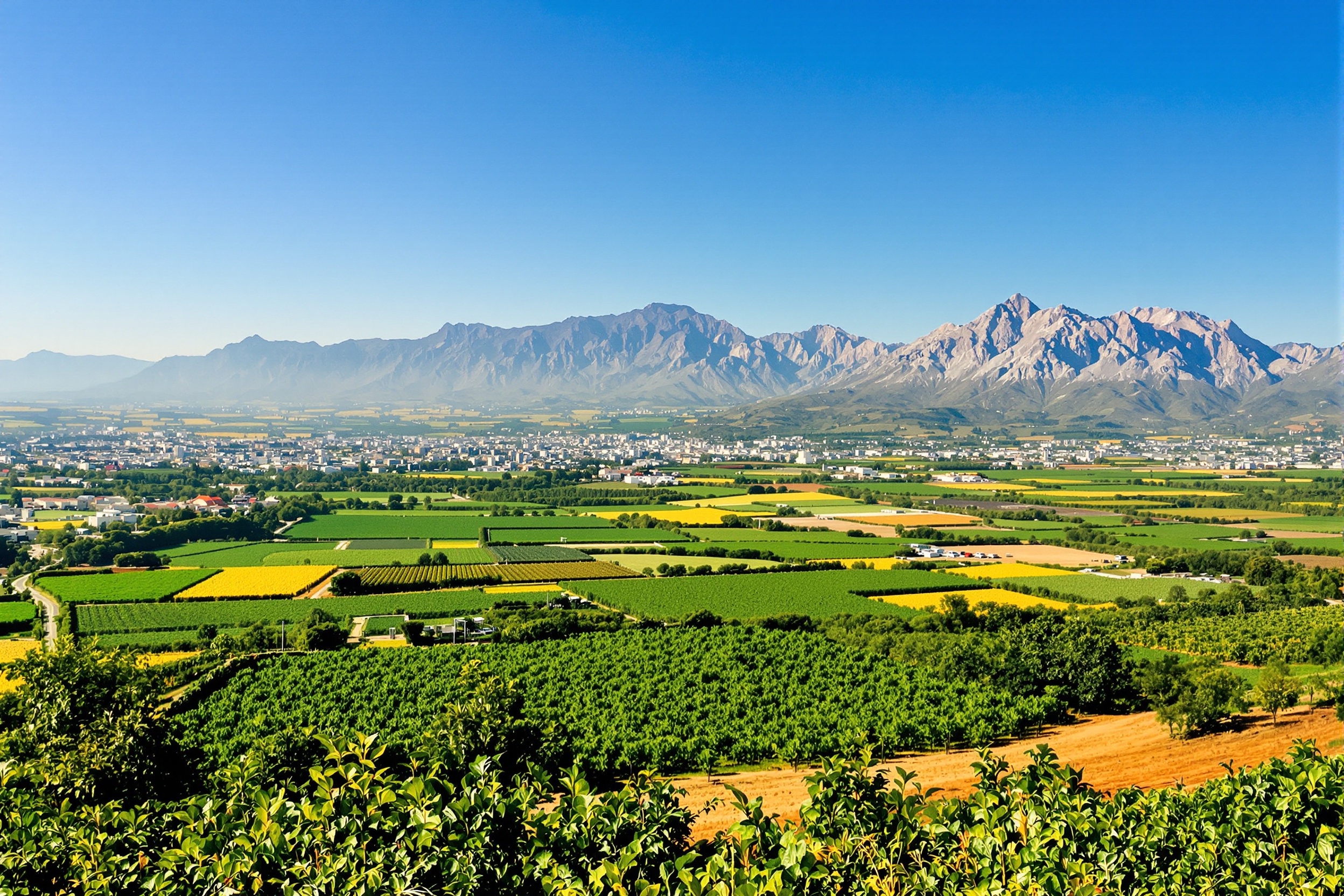 Vallée de la Beqaa fertile au Liban avec montagnes en arrière-plan