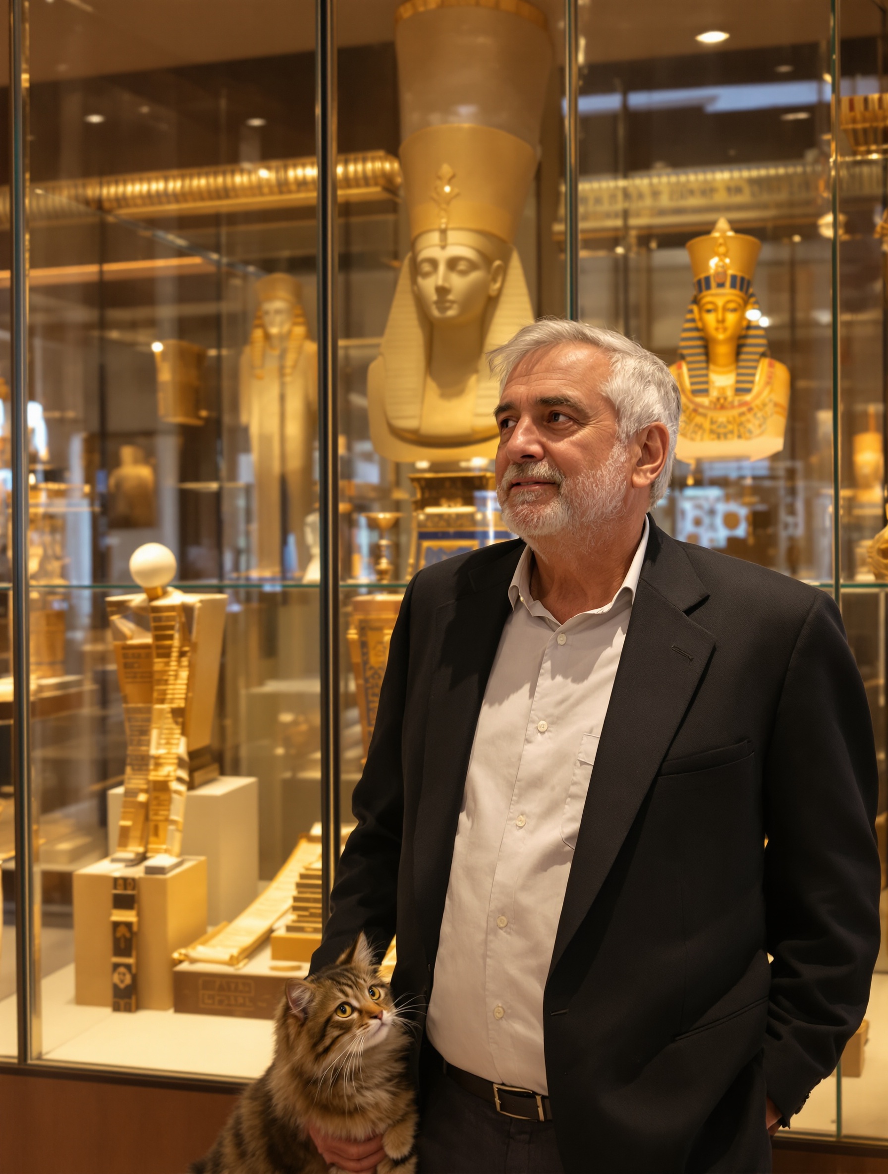 Victor Marleau et Polux, contemplant des artefacts égyptiens ou un paysage turinois