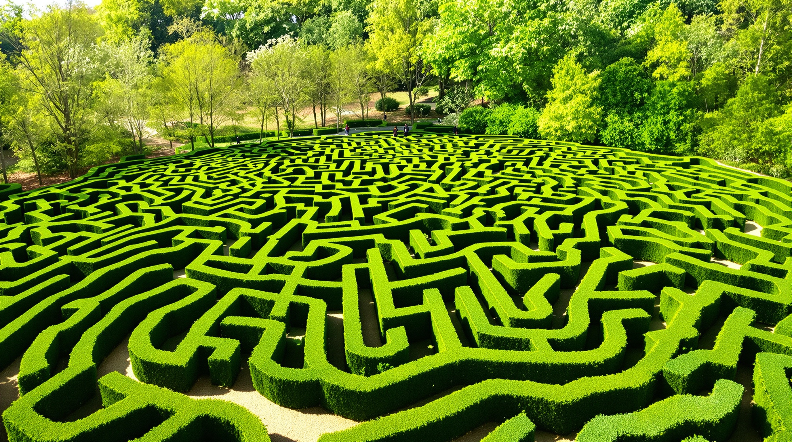 Vue aérienne du labyrinthe vert des Jardins Wallenstein