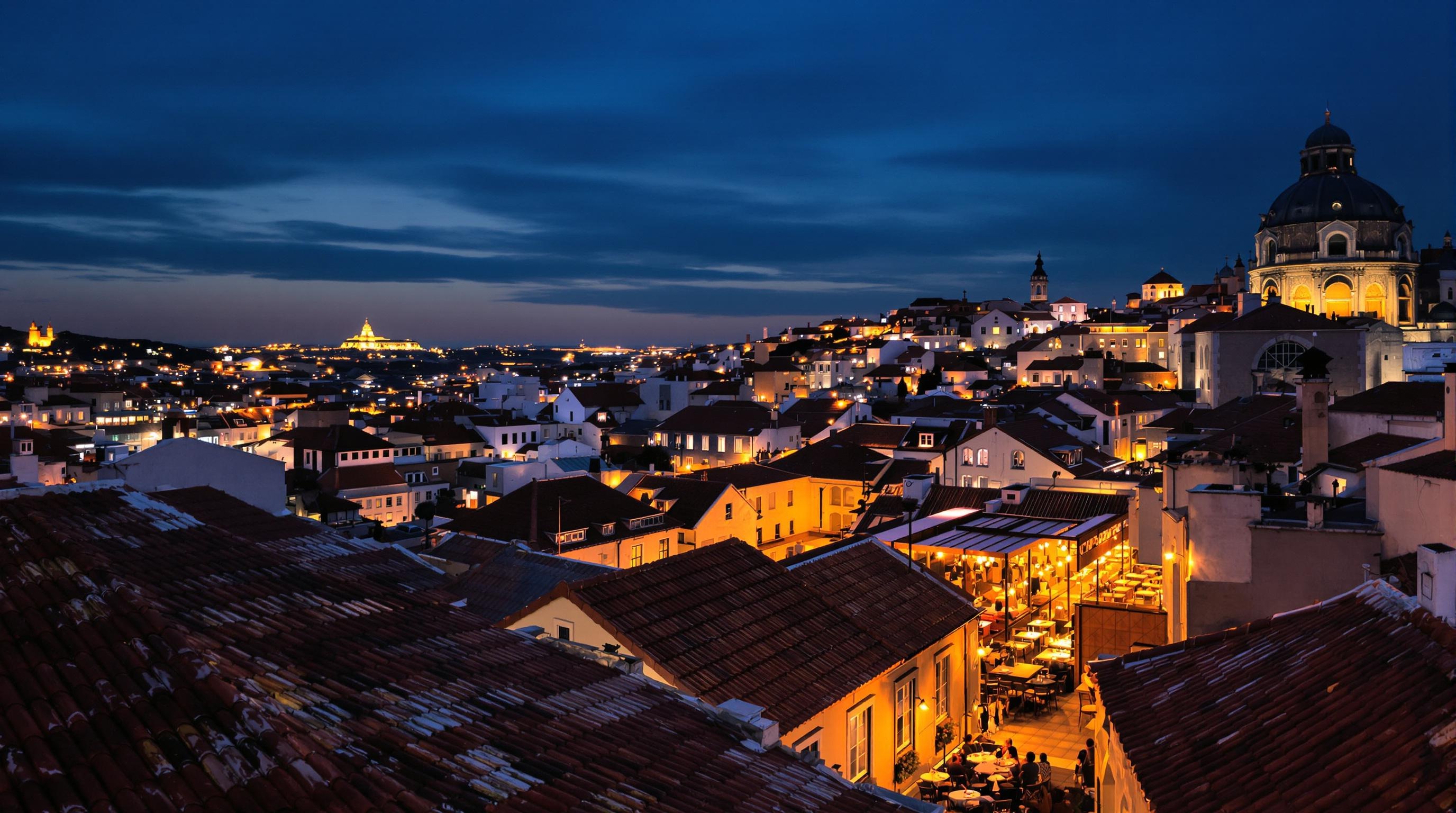 Terrasses illuminées et toits tuilés, le Bairro Alto s’apaise au crépuscule