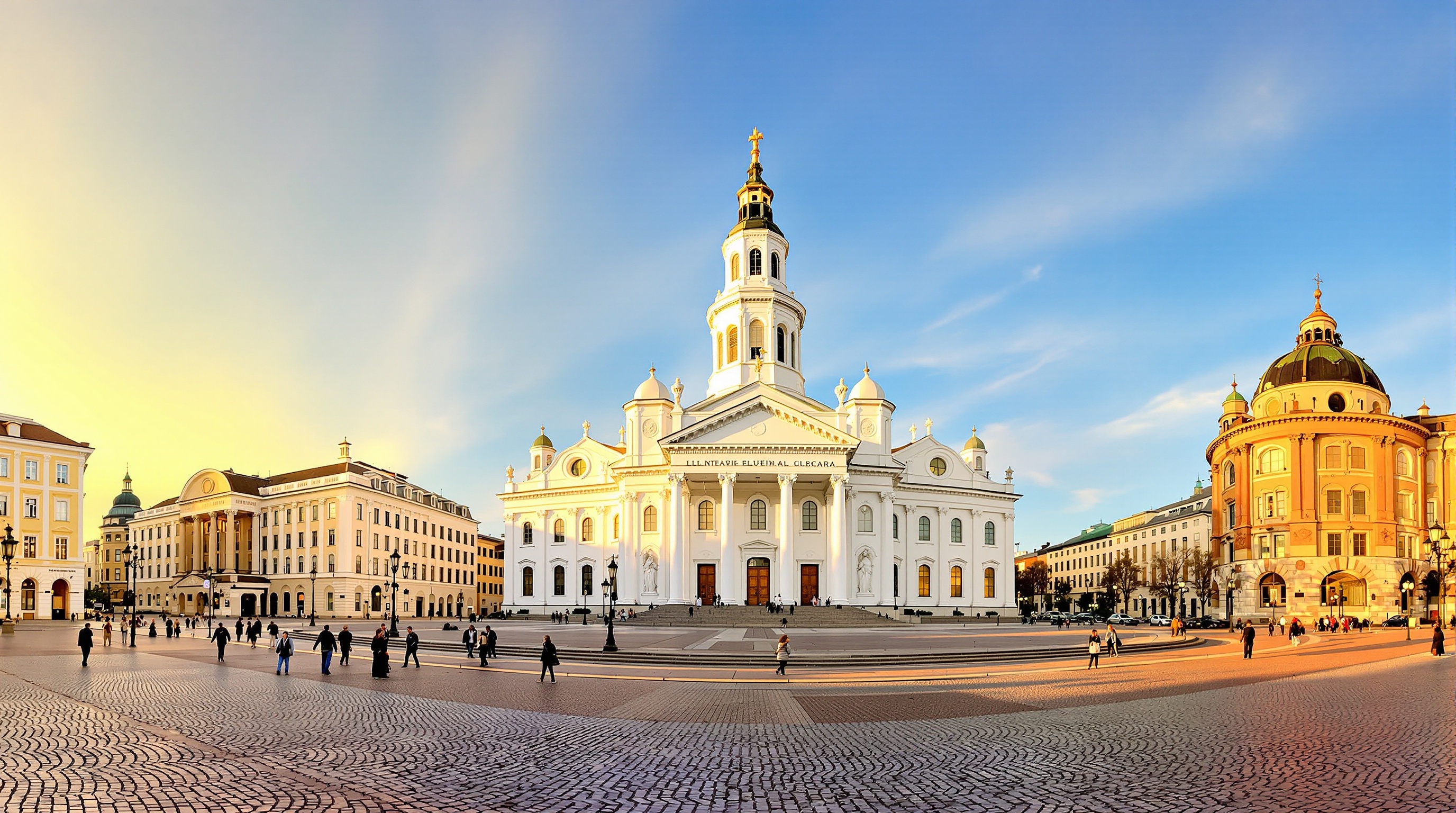Vue panoramique de la Place du Sénat à Helsinki avec la cathédrale luthérienne en arrière-plan, symbolisant la grandeur et le statut actuel de la capitale finlandaise.