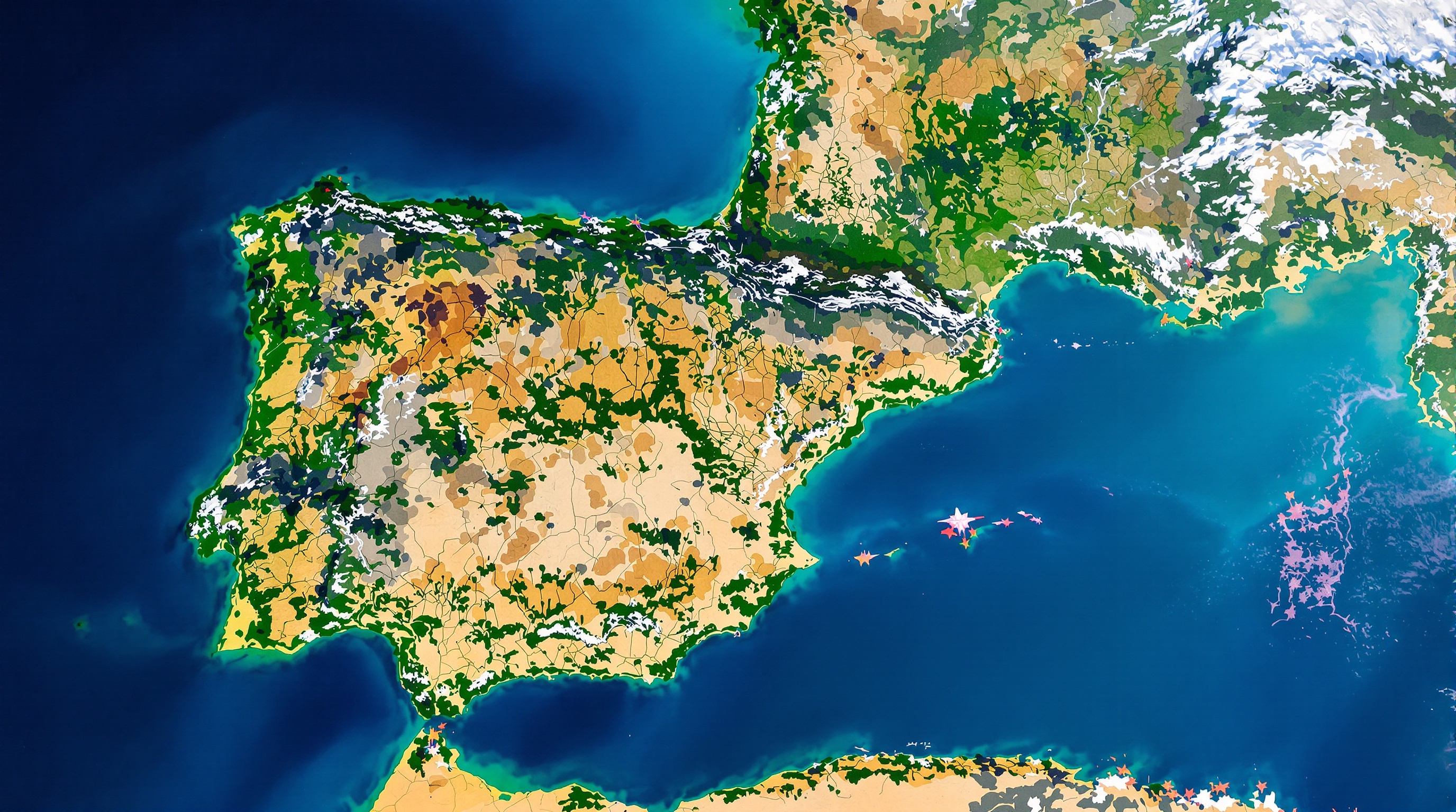 Vue satellite Espagne Portugal péninsule ibérique